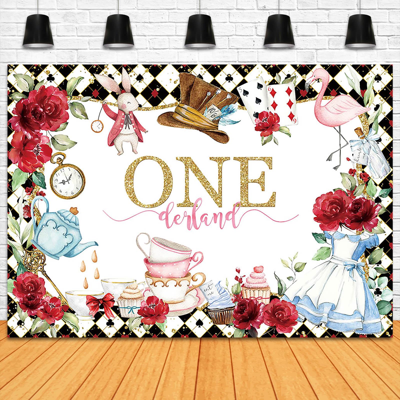 Fitumiw Wonderland 1St Birthday Backdrop 7X5Ft Tea Party Onederland Happy First Birthday Background Party Decorations For Kids G