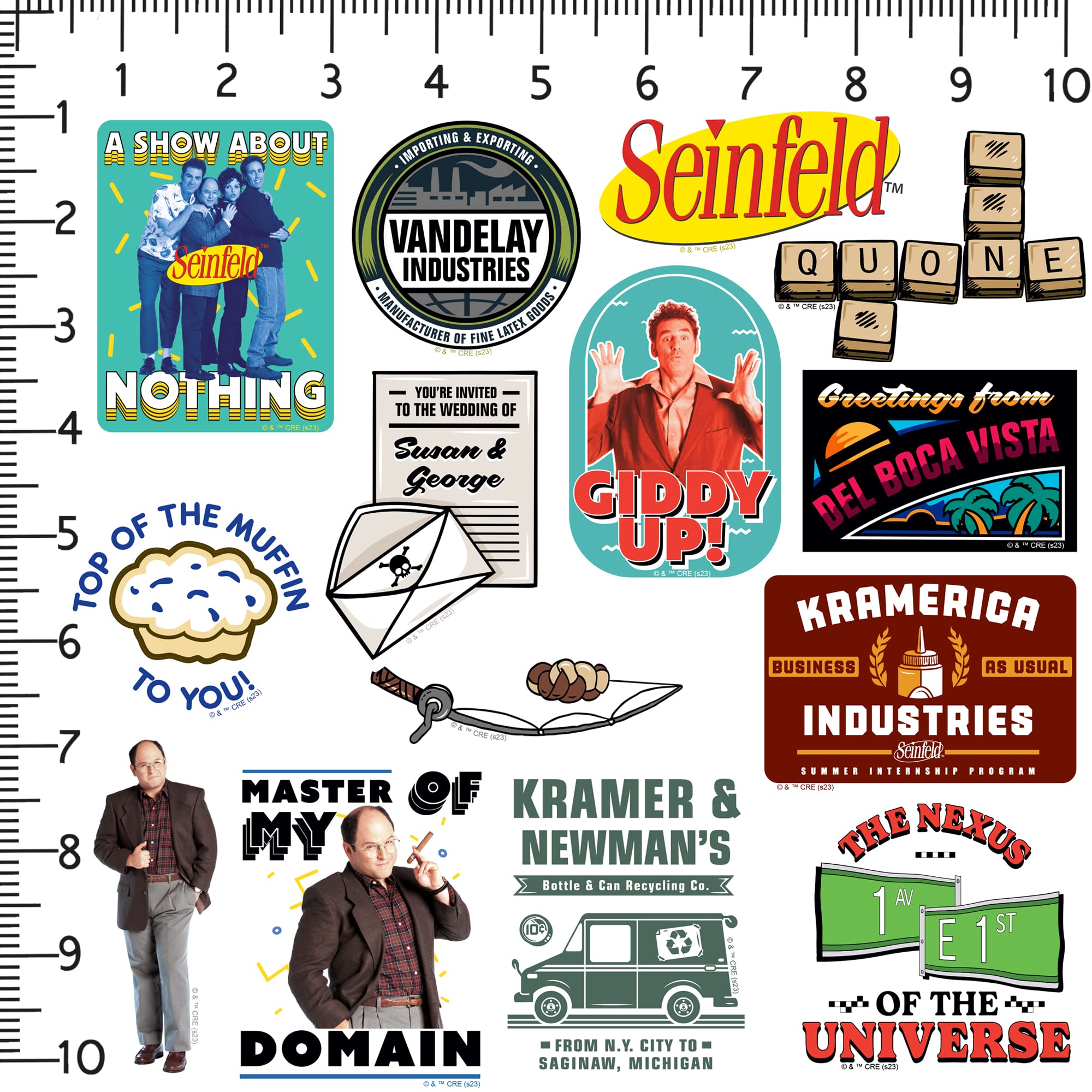 Seinfeld 50Ct Vinyl Large Deluxe Stickers Variety Pack   Laptop, Water Bottle, Scrapbooking, Tablet, Skateboard, Indoor/Outdoor