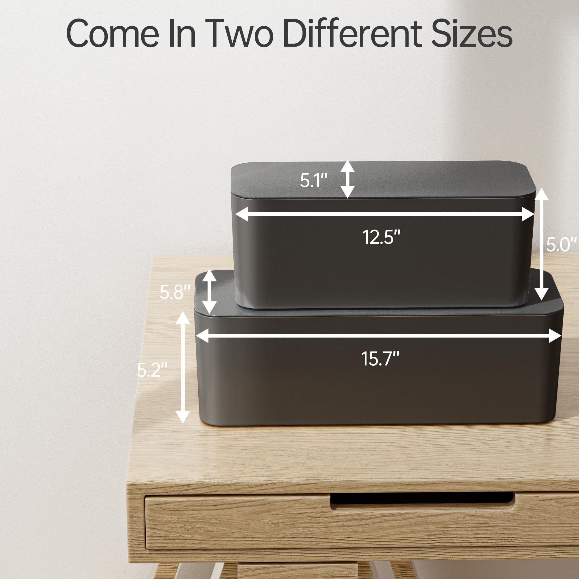 Yecaye 2 Pack Cable Management Box,Large & Medium Cable Organizer Box For Safe Home & Office Space, Child & Pet Proof Cord Organ