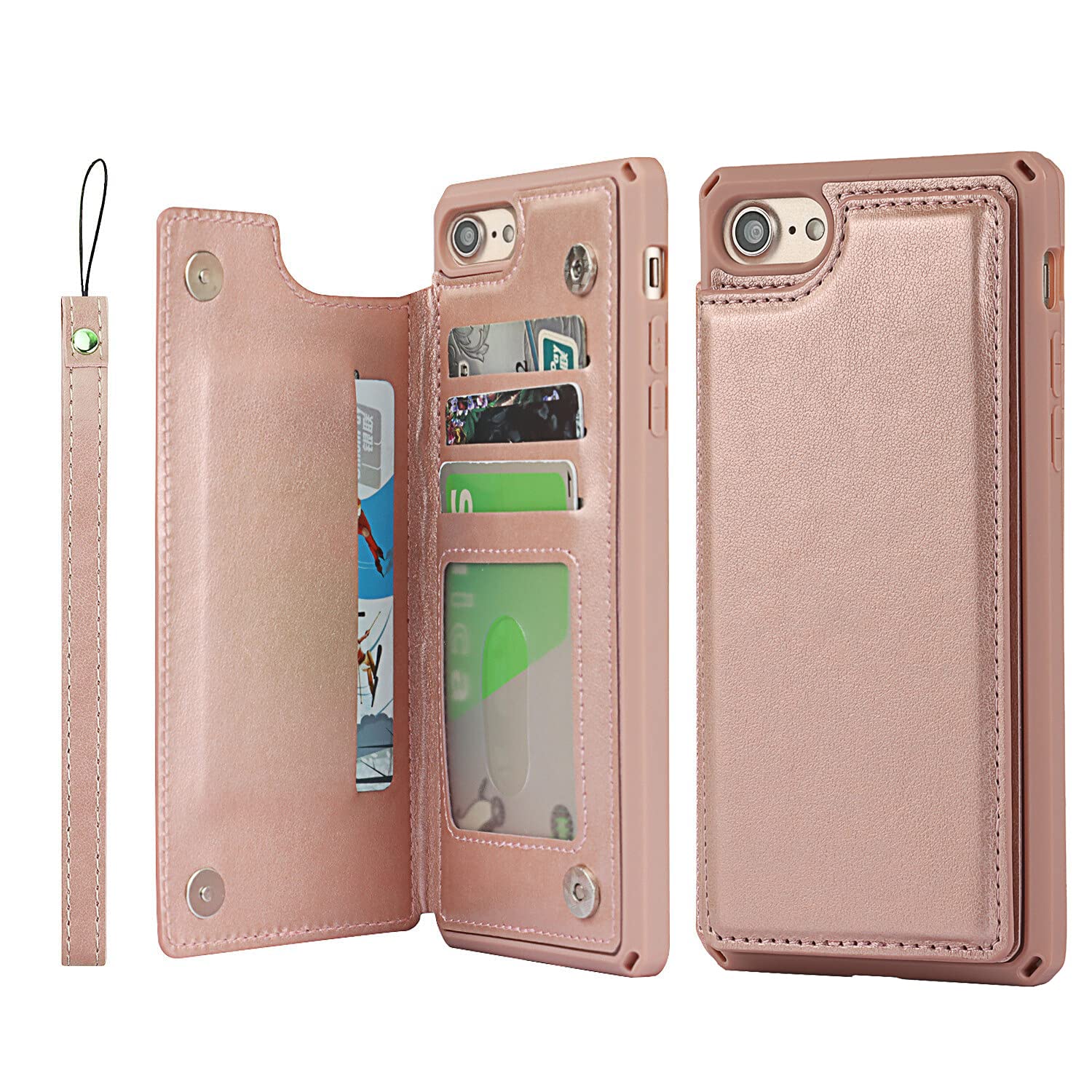 Cavor For Iphone 8 Iphone Se Case Wallet With Card Holder,Wallet Case With Card Holders For Iphone 7 Phone Case,[With Strap] Pu