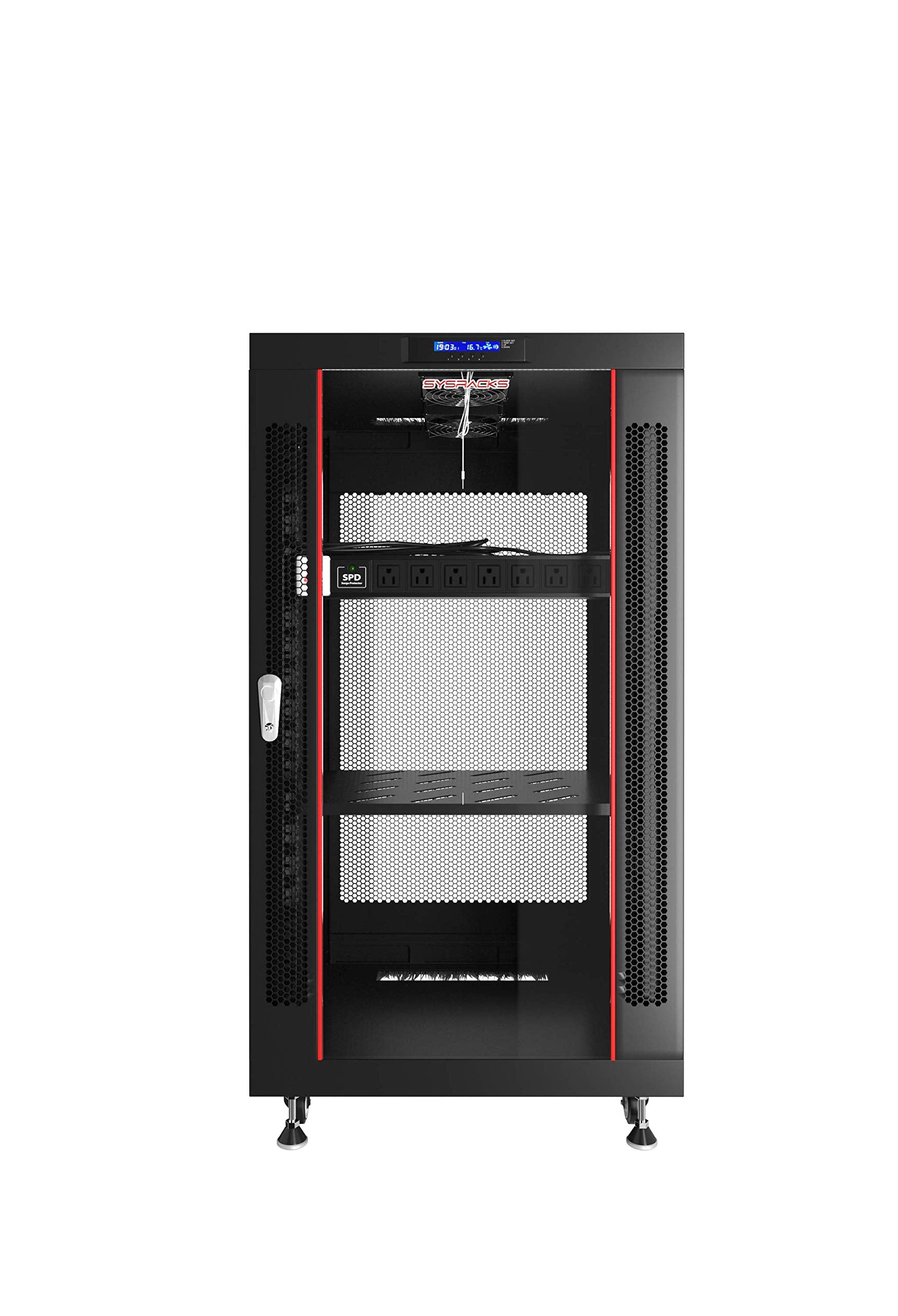 Sysracks 18U 35 Inch Deep Server Rack Cabinet It Enclosure   Cooling Fans   Lcd Screen   Thermostat   Pdu   Casters   2 Fans � Shelf