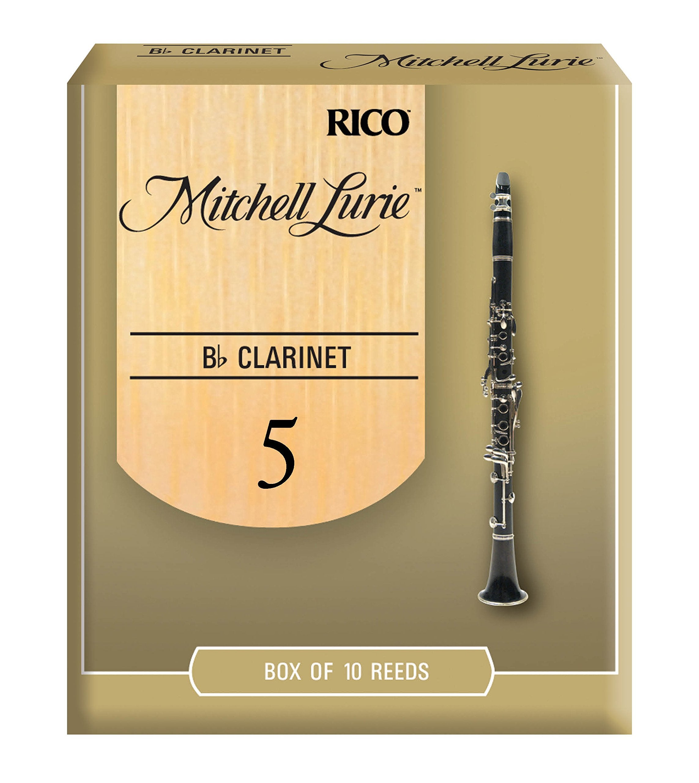 Daddario Woodwinds Mitchell Lurie Bb Clarinet Reeds, Strength 5.0, 10 Pack (Rml10Bcl500)