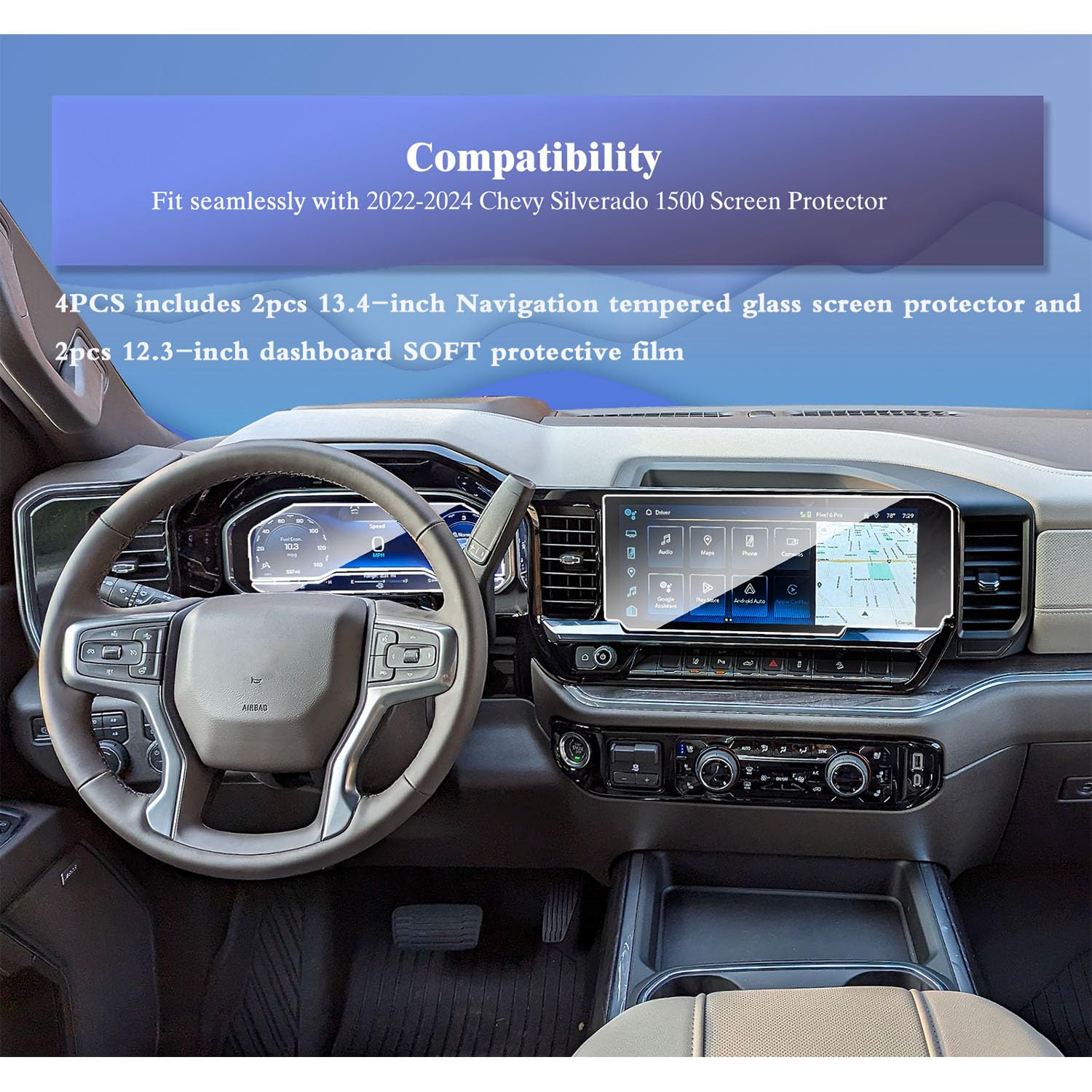 4Pcs 2024 2025 Chevy Silverado 1500 Screen Protector For 2024 Silverado 1500 Accessories 2022 2024 2025 Chevy Silverado Gmc Sier