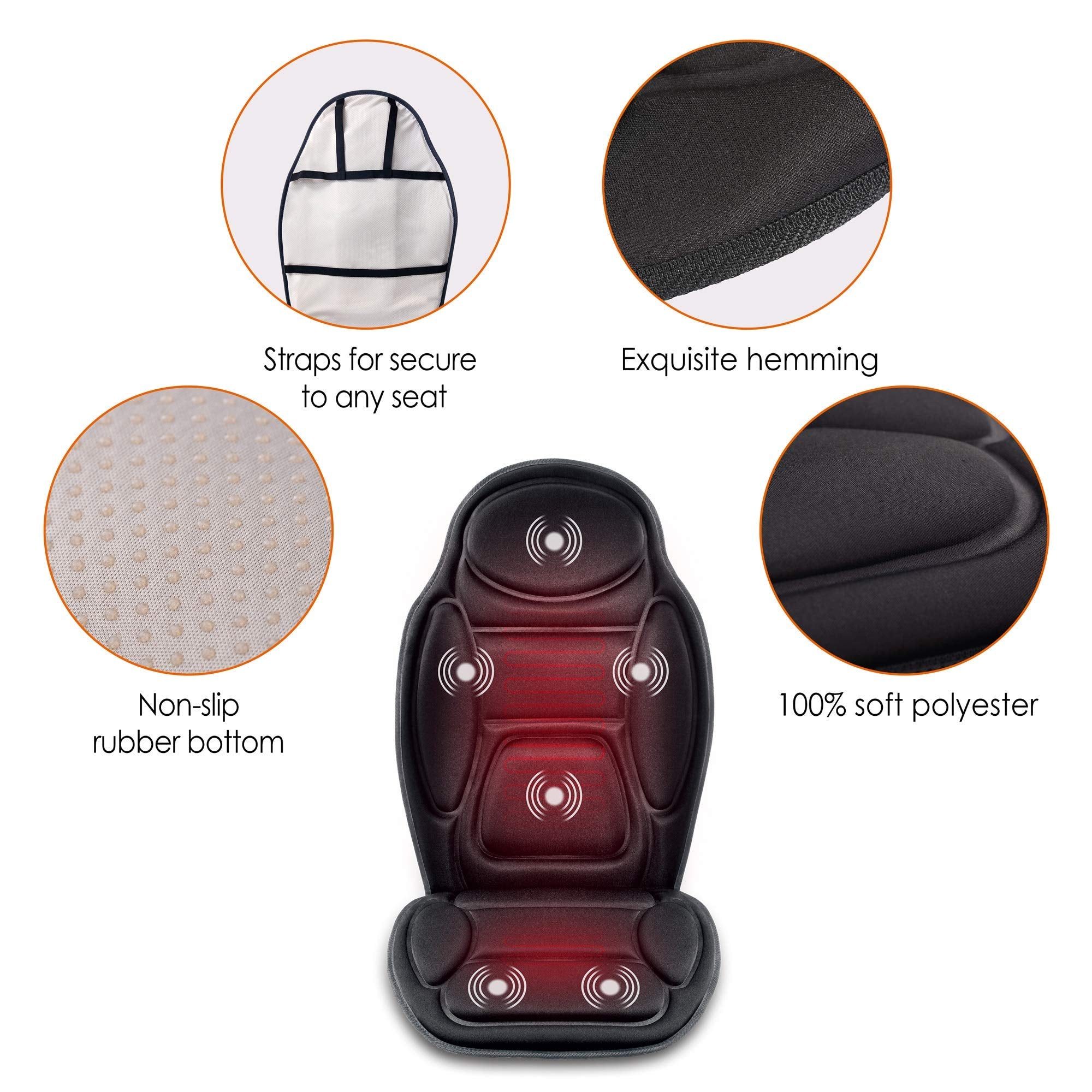 Snailax Massage Seat Cushion   Back Massager With Heat, 6 Vibration Massage Nodes & 2 Heat Levels, Massage Chair Pad For Home Of