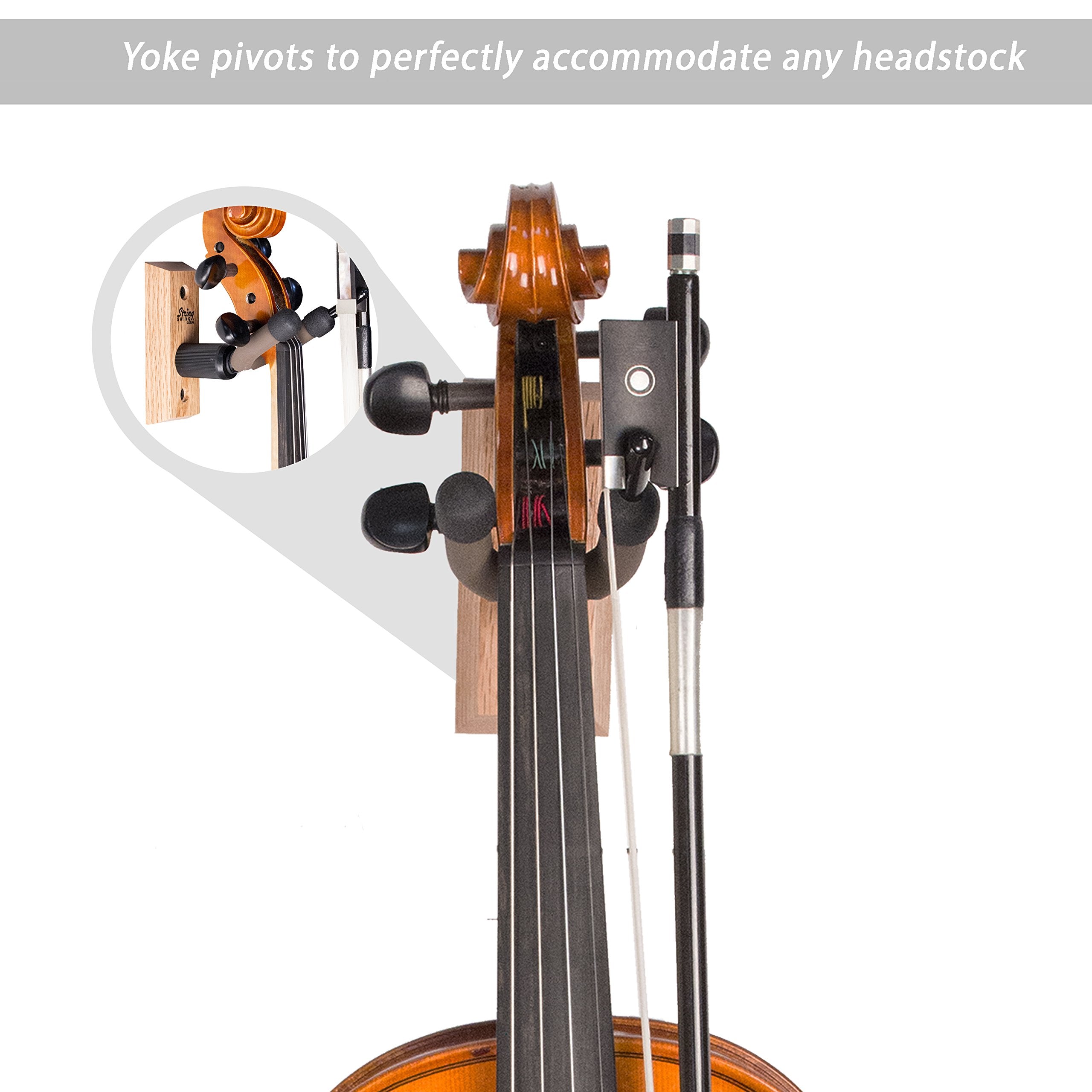 String Swing Violin Hanger Wooden Wall Mount For Home & Studio Cc01V O Hardwood Oak