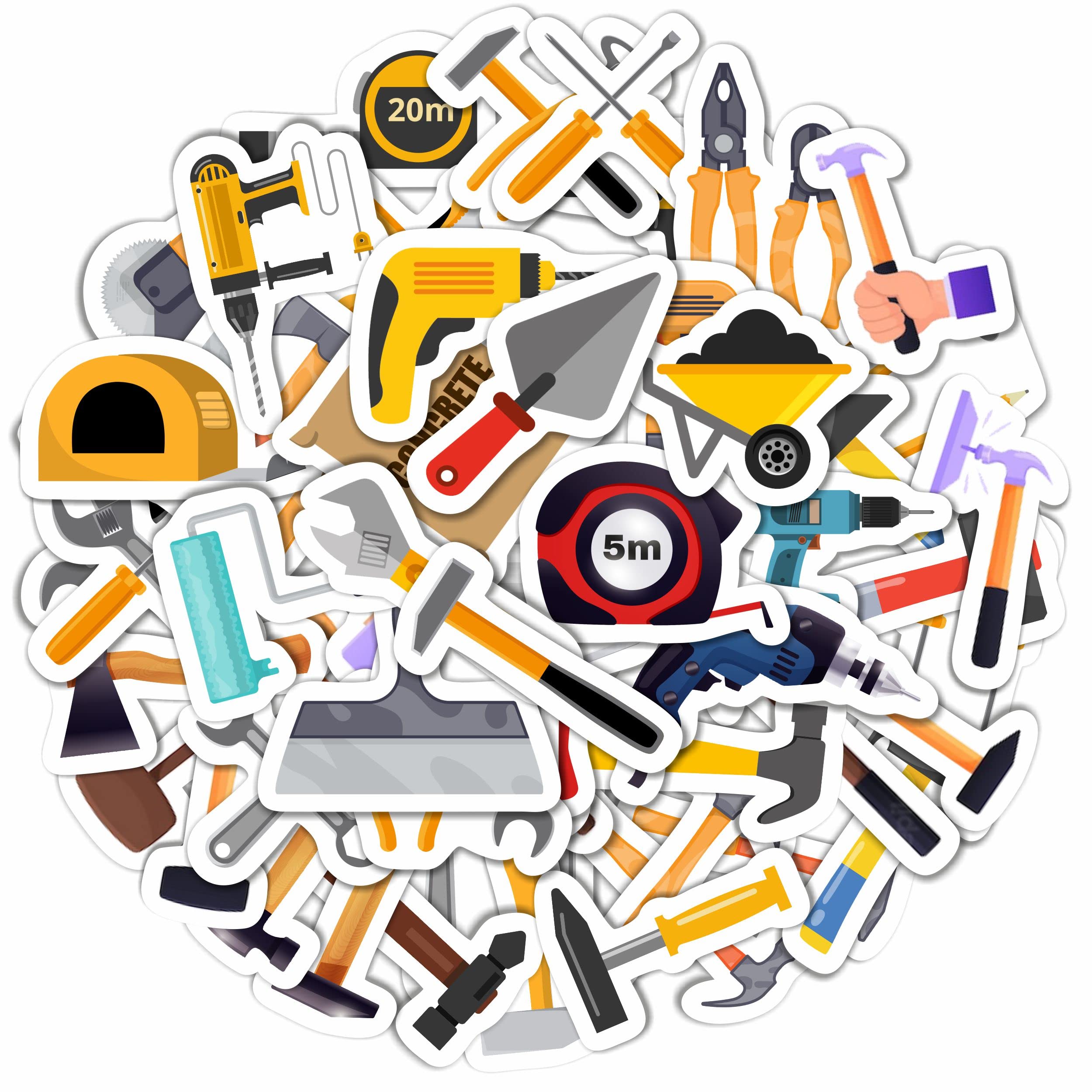 100Pcs Tool Stickers, Hammer Stickers, Tool Stickers And Decals   Tool Bench, Tool Set, Tool, Tool Box For Boys And Girls