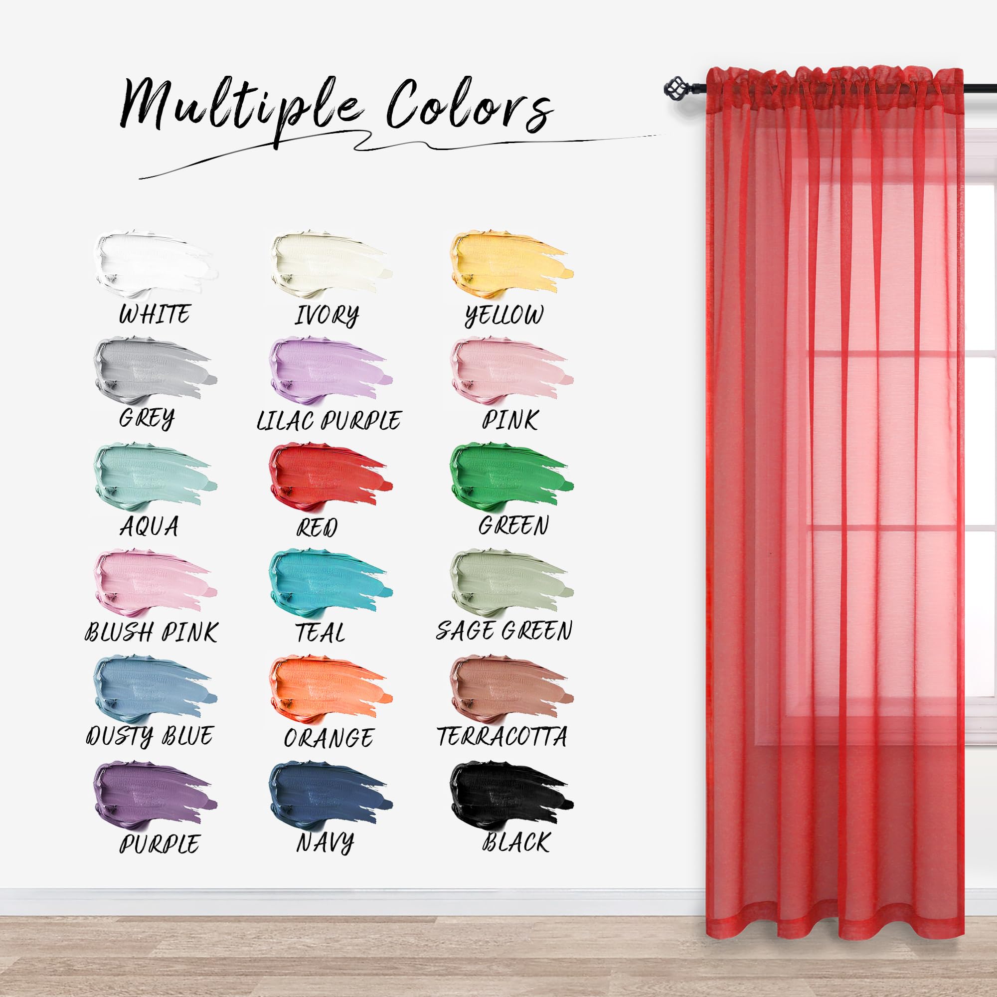 Christmas Decor Red Curtains 63 Inch Length For Boys Room 2 Panels Set Rod Pocket Sheer Curtains For Kitchen Kids Bedroom 52X63