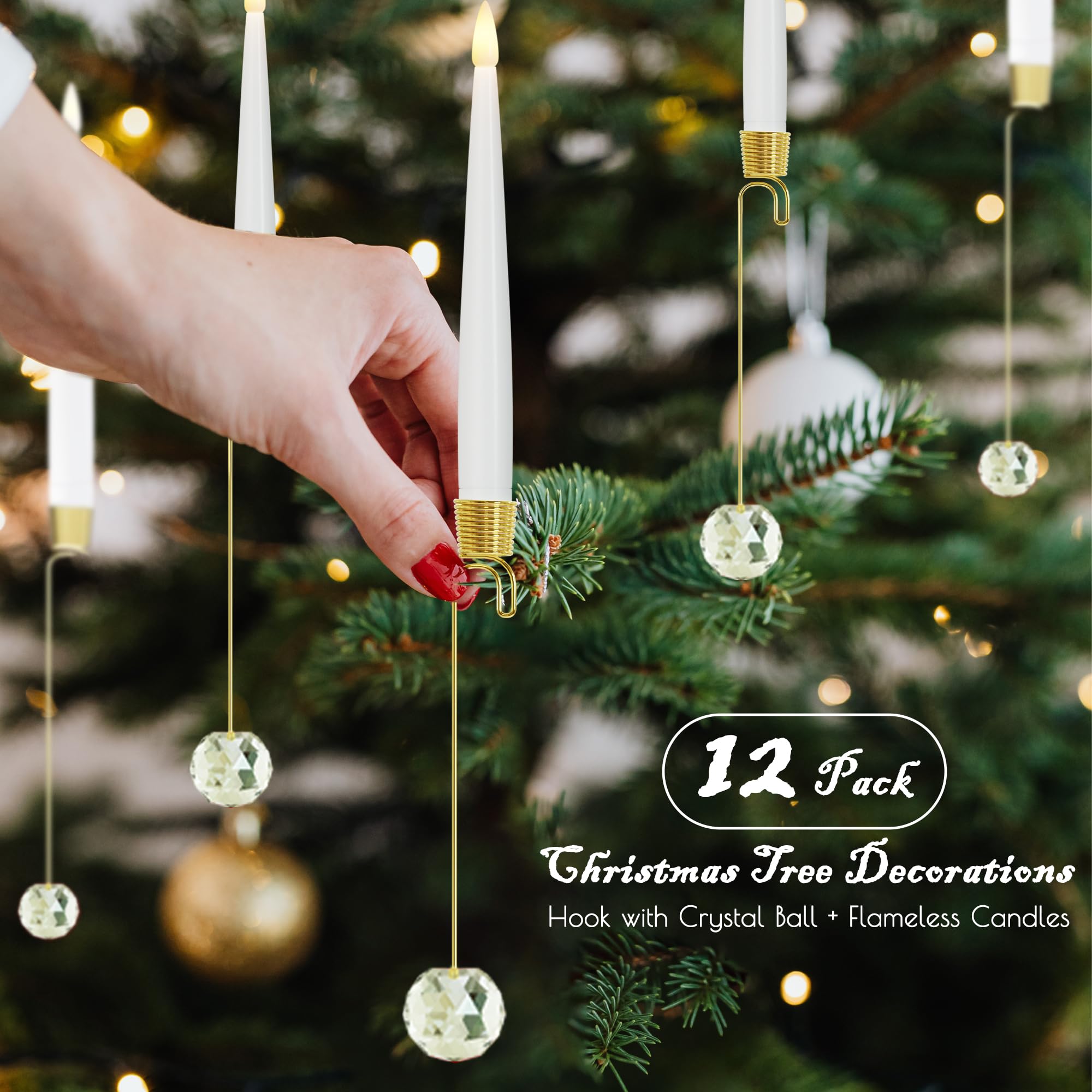 Joione Christmas Tree Candles With Remote Timer, 12 Pack Flameless Candles For Christmas Tree Flickering Led Candles For Indoor