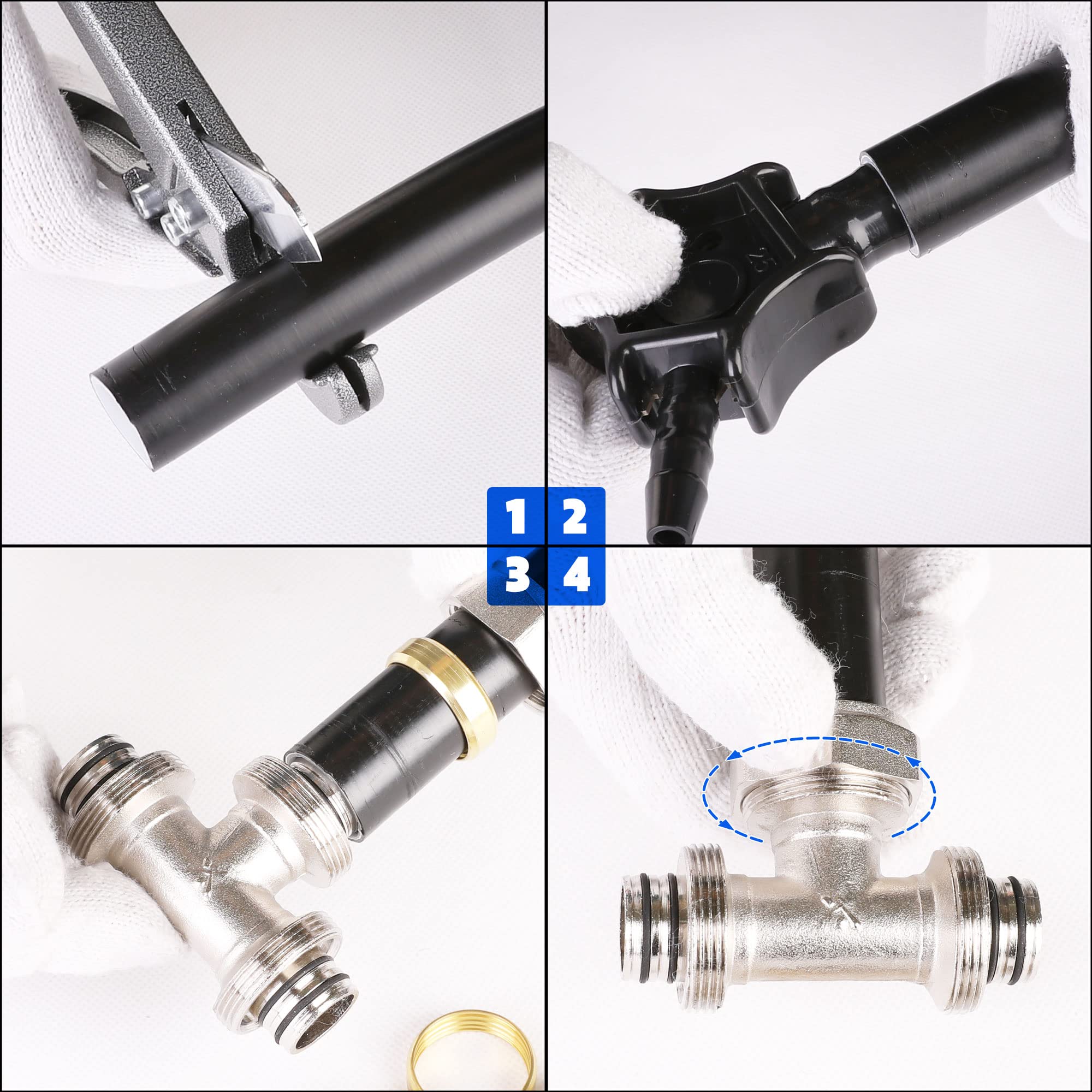 Ancimoon 2Pcs 3/4 Tee Air Piping Fittings, 3/4 Tubing X 3/4 Tubing X 3/4 Tubing, Brass Nickel Plated, 200Psi Working Pressure, A