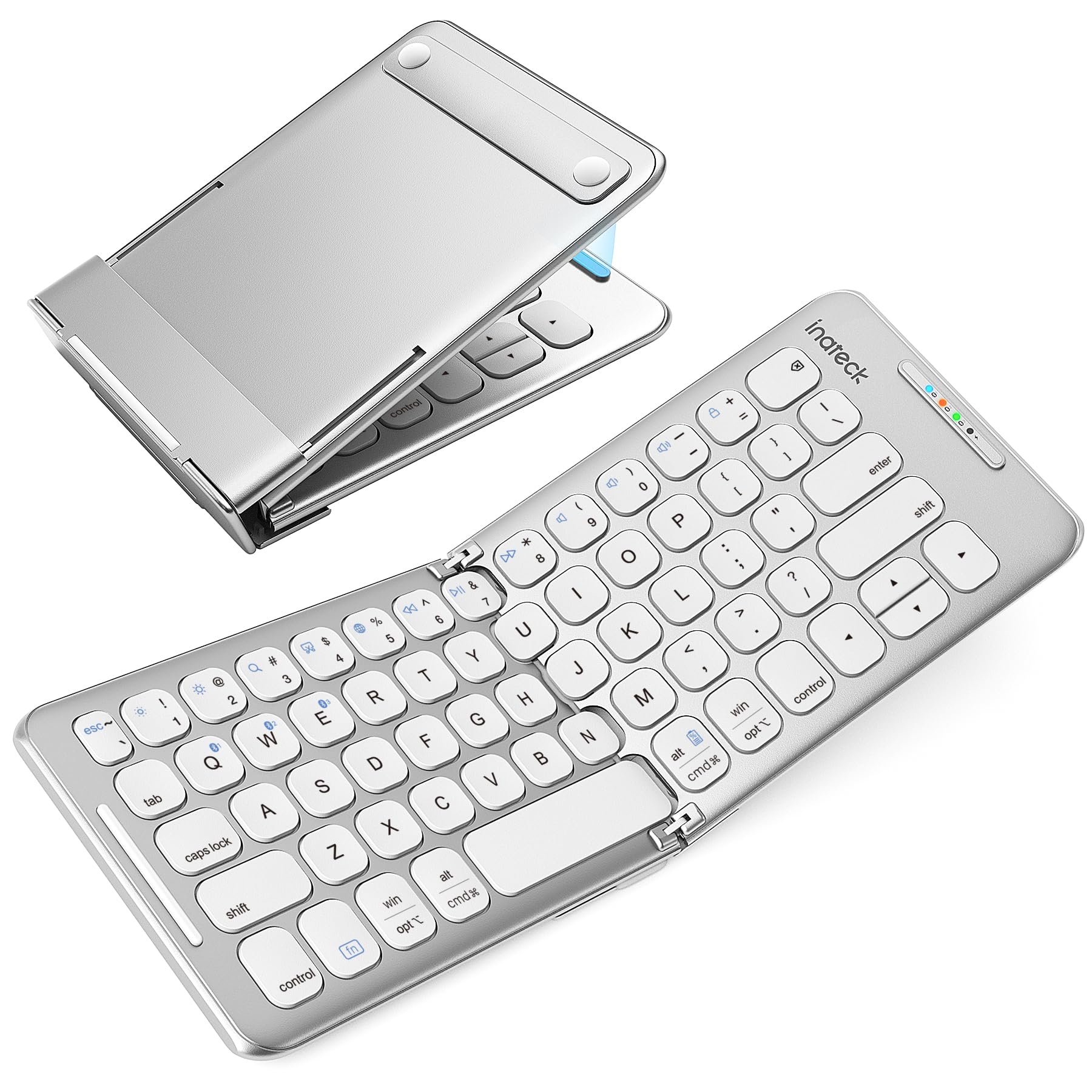 Inateck Foldable Compact Keyboard, Portable Bluetooth Keyboard with 3-Device Connectivity, Compatible with iPadOS/iOS/Android/Wi