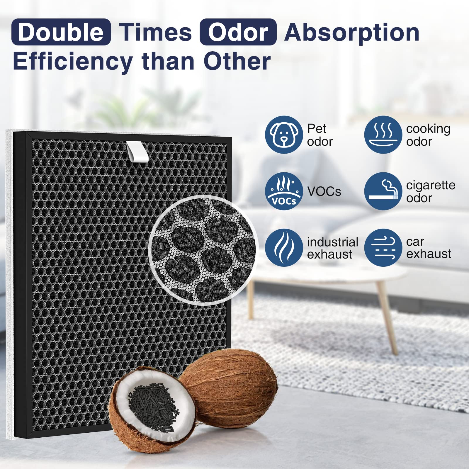 Cabiclean 2 Pack Replacement Filters for Coway AIRMEGA 250 250S, True HEPA & Carbon, Model AP-1720-FP, Green, Coway 250-