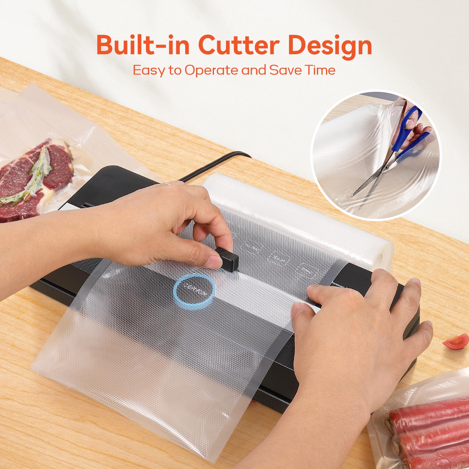 Geryon Vacuum Sealer, Automatic Food Sealer Machine For Food Vacuum Packaging W/Built In Cutter|Starter Kit|Led Indicator Lights