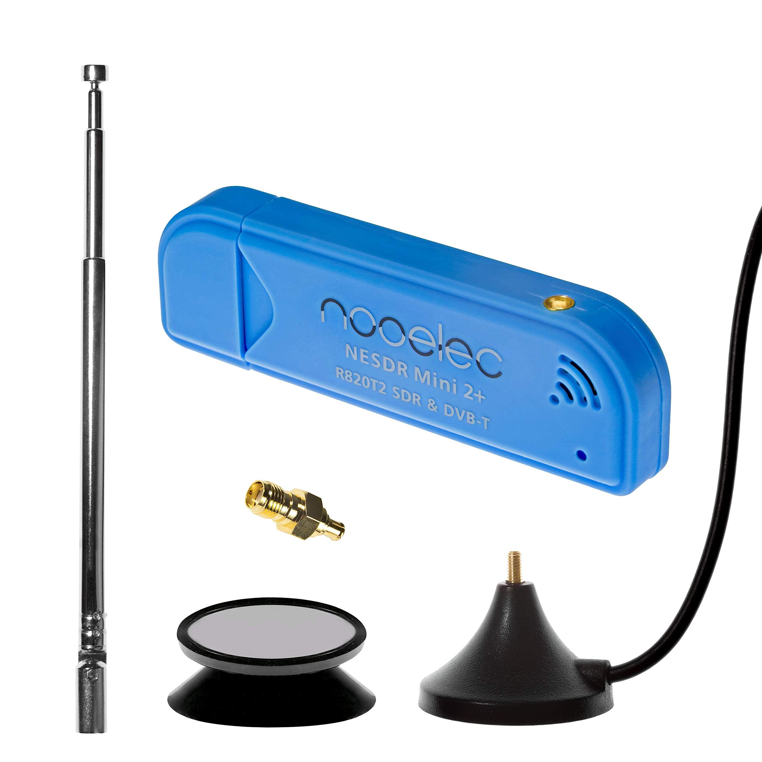 Nooelec Nesdr Mini 2+ 0.5Ppm Tcxo Rtl Sdr & Ads B Usb Receiver Set W/Antenna, Mount & Female Sma Adapter. Rtl2832U & R820T2 Tune
