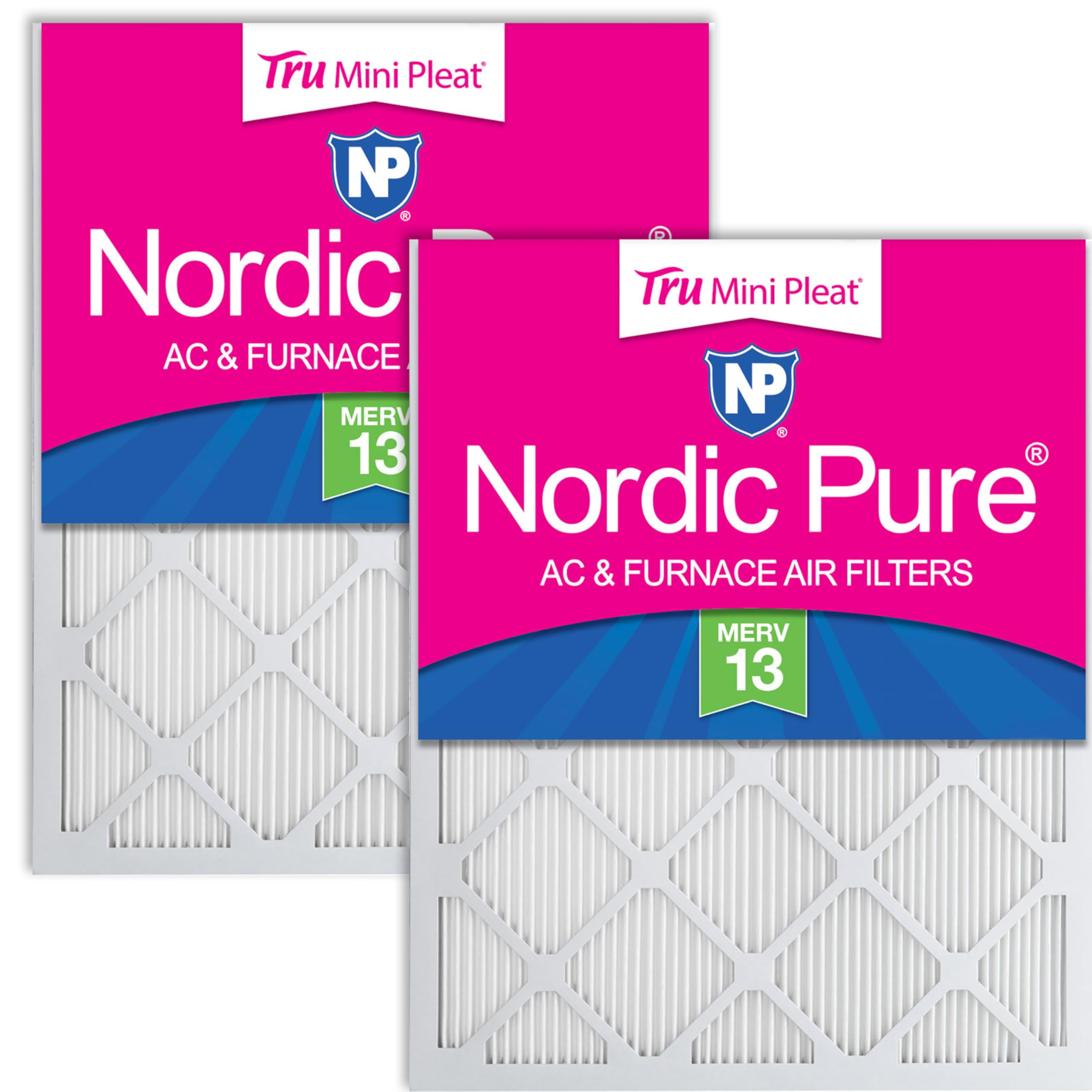 Nordic Pure 10x24x1 (Actual Size: 9 1/2 x 23 1/2 x 3/4) Tru Mini Pleat MERV 13 AC Furnace Air Filters - 2.5X More Media for Long