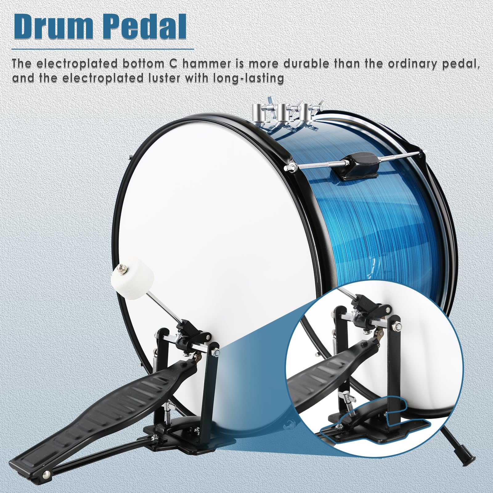 Eastrock Drum Set, 3 Piece 14'' Drum Sets For Drummer,Beginner, Drum Set With Adjustable Throne,Cymbal,Pedal,Drumsticks(Blue)