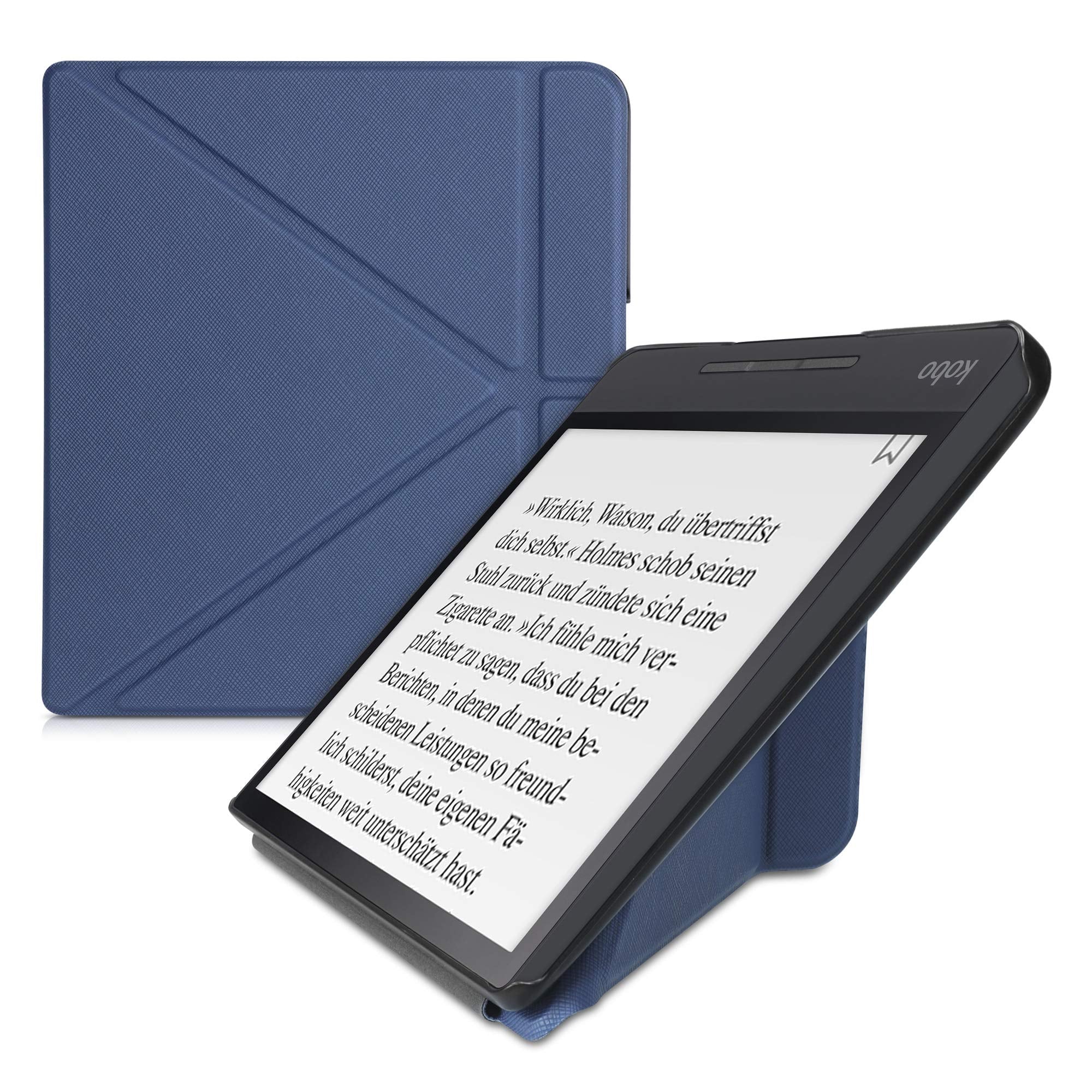 Kwmobile Origami Case Compatible With Kobo Forma Case   Slim Pu Leather Cover With Stand   Dark Blue