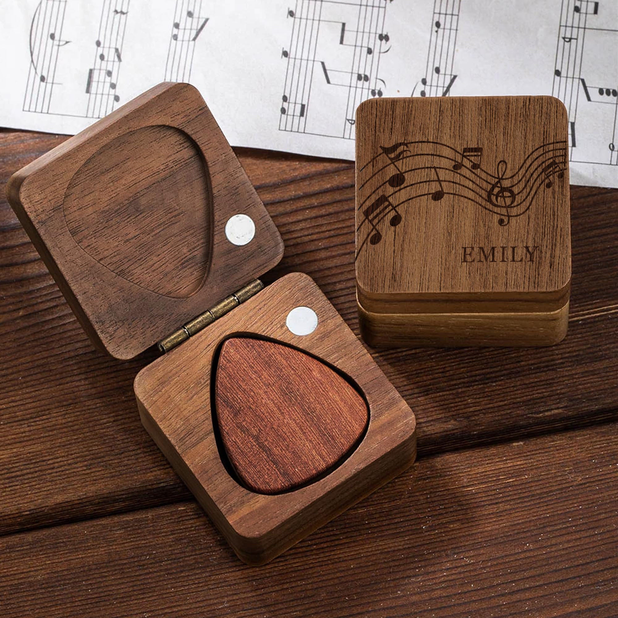 Personalized Guitar Pick Holder Personalized Gifts Engraved Wooden Guitar Picks Holder Custom Guitar Pick Case Box Gifts For Men