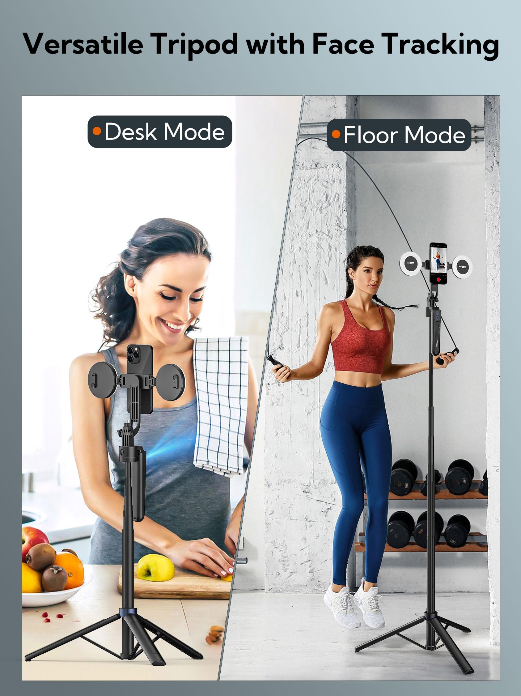 Uskeyvision Auto Face Tracking Tripod 360 Rotation,Phone Tripod For Iphone W/Fill Light,Selfie Stick For Iphone W/Remote Control