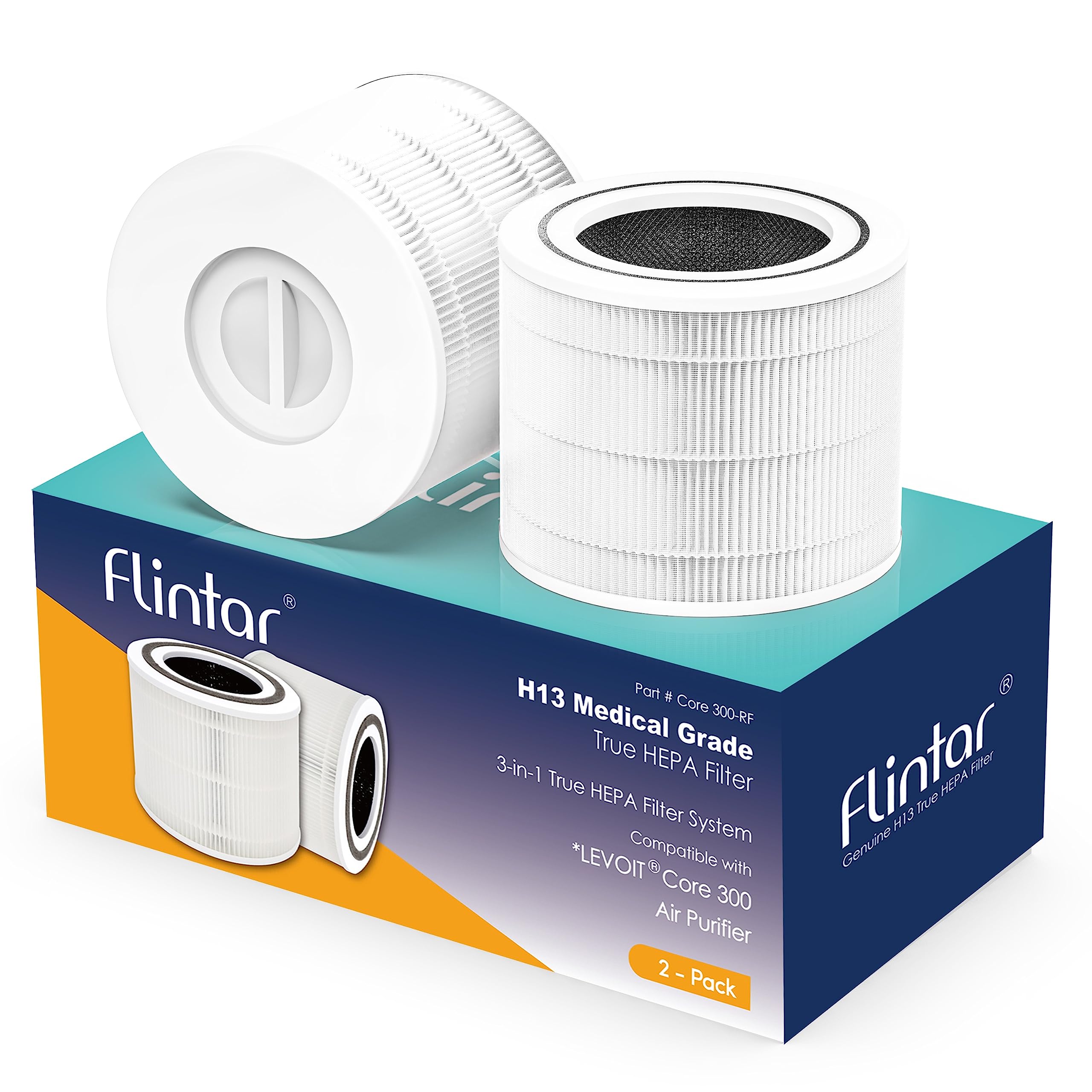 Flintar Core 300 True Hepa Replacement Filters, Made In Taiwan, Compatible With Core 300, Core 300S Vortexair Air Purifier, Core
