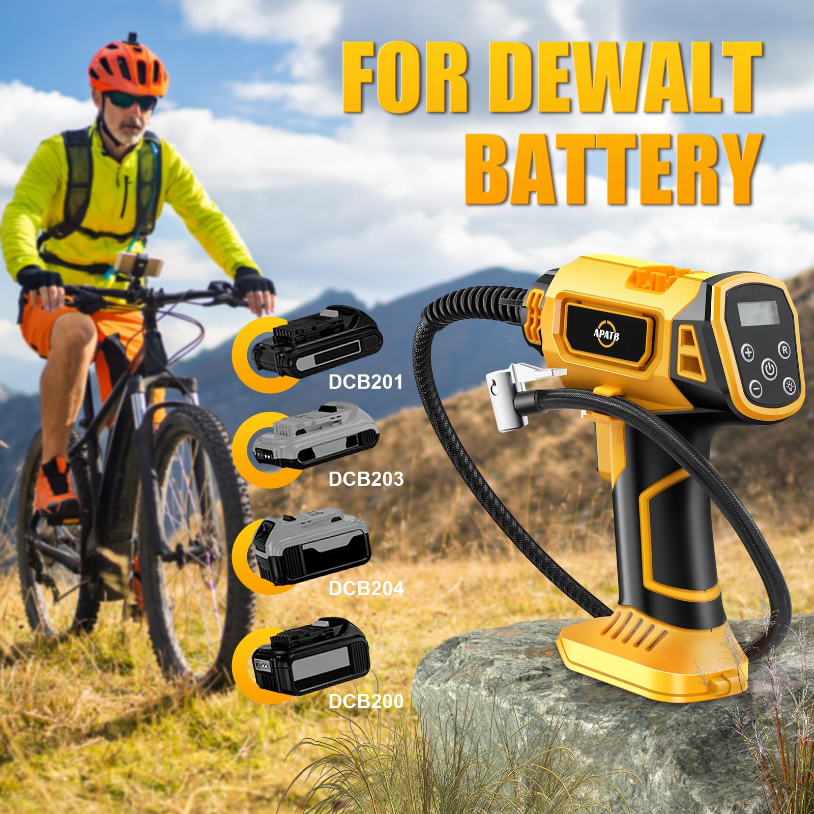 Cordless Air Compressor For Dewalt 20V Max Battery,150Psi Portable Tire Inflator Handheld Air Pump With Digital Pressure Gauge F