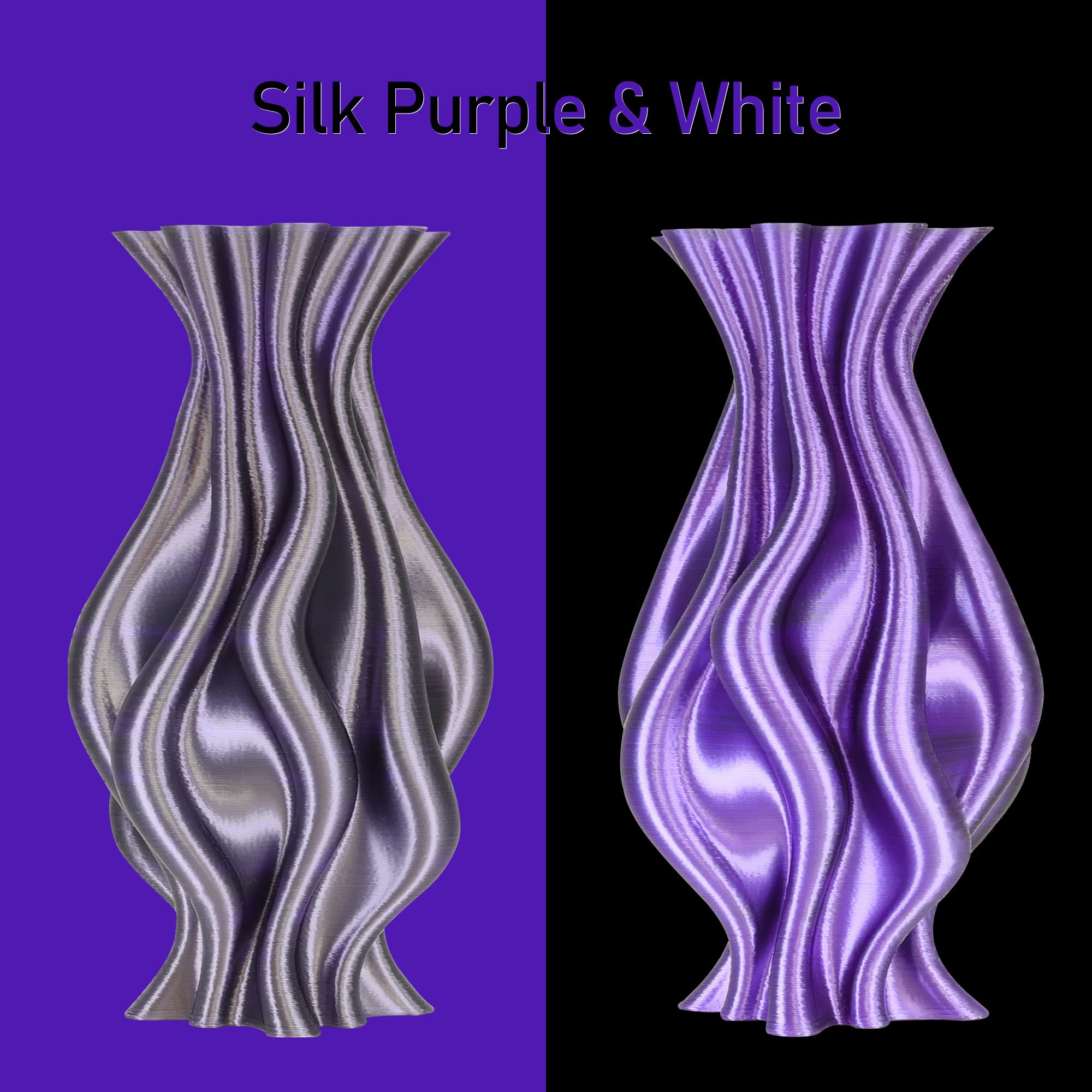 Mika3D 1.75Mm Silk Shiny Purple Black Pla Dual Color Co Extrusion 3D Filament, 2 Colors In 1 3D Filament, 1Kg 3D Printing Materi