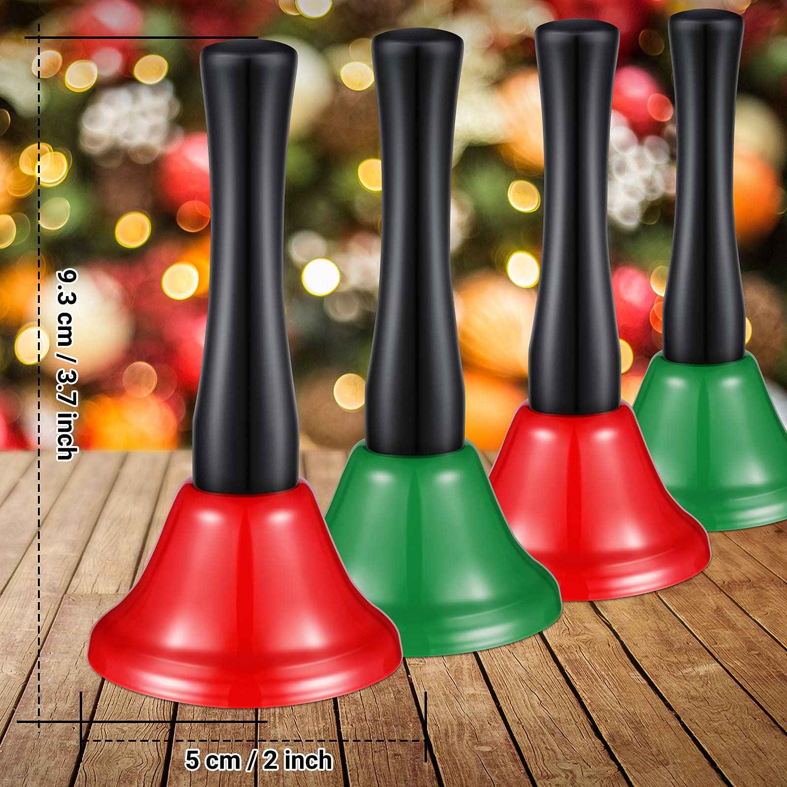 Boao 24 Pcs Christmas Hand Bell Kids With Black Wooden Handle Metal Steel Loud Service Call Musical Bell For Music Teaching Part