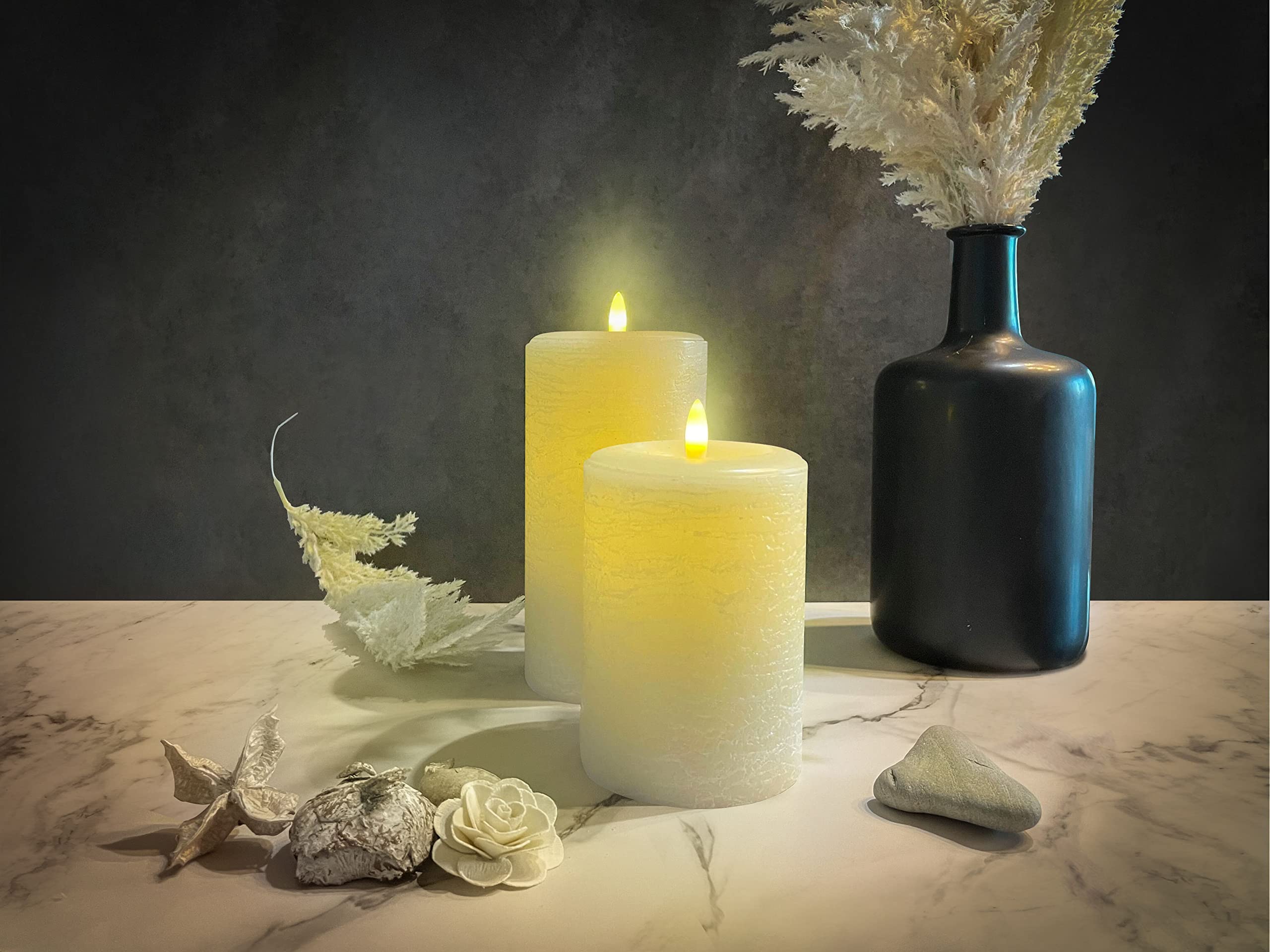 Lumipur Signature Natural Glow Flickering Flameless Led Wax Pillar Candle (3.5'' X 5'', Linen White)