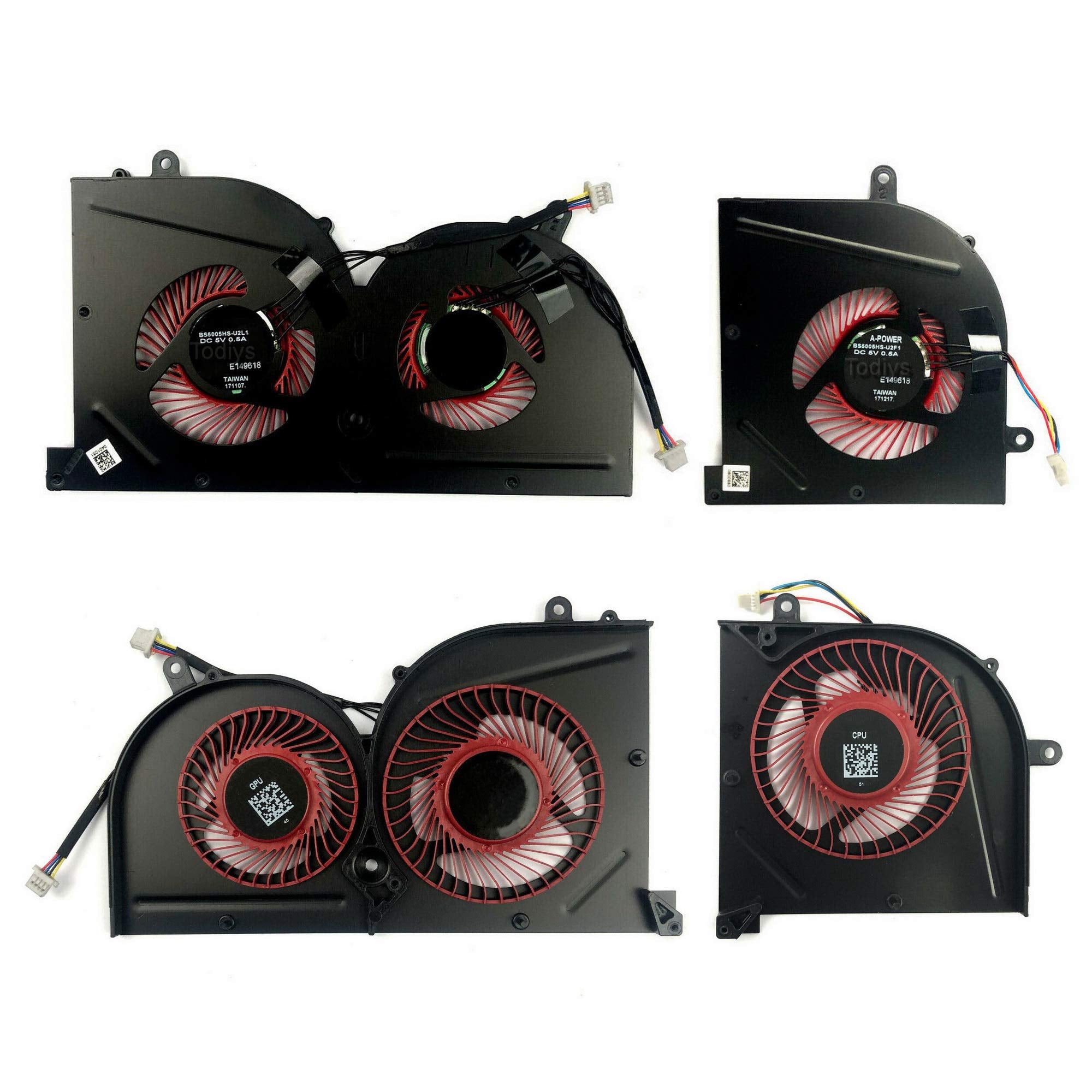 Todiys CPU + GPU Cooling Fan for MSI GS63 GS63VR 6RF 6RF-001US 7RF 7RF-212UK GS73 GS73VR 6RF 6RF-005CA 7RF 7RE-004CN 7RG 7RG-026
