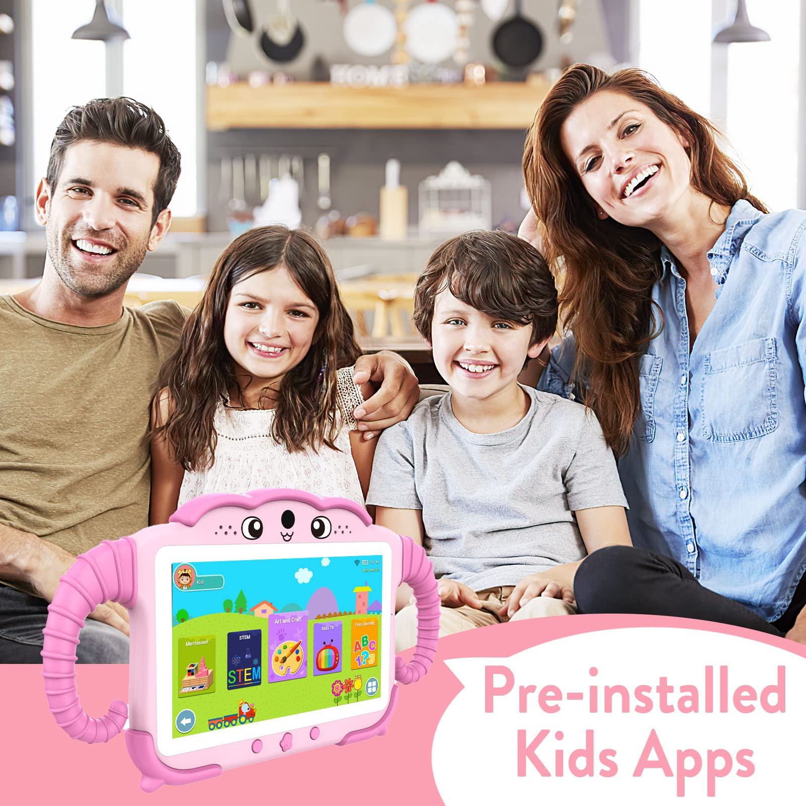 Yosatoo Kids Tablet 7 Inch Tablet For Kids Toddlers Tablet With Case Wifi Dual Camera, Kids Android Learning Tablet Kids Softwar