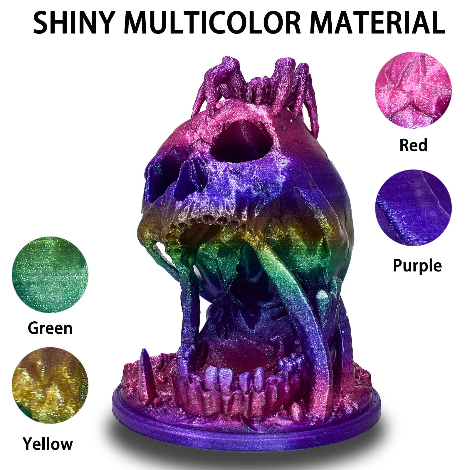 Locyfens Rainbow Pla Filament 1.75Mm, 3D Printer Filament Multicolor Pla Filament, Color Change Shiny Pla Filament 1.75Mm, 3D Pr