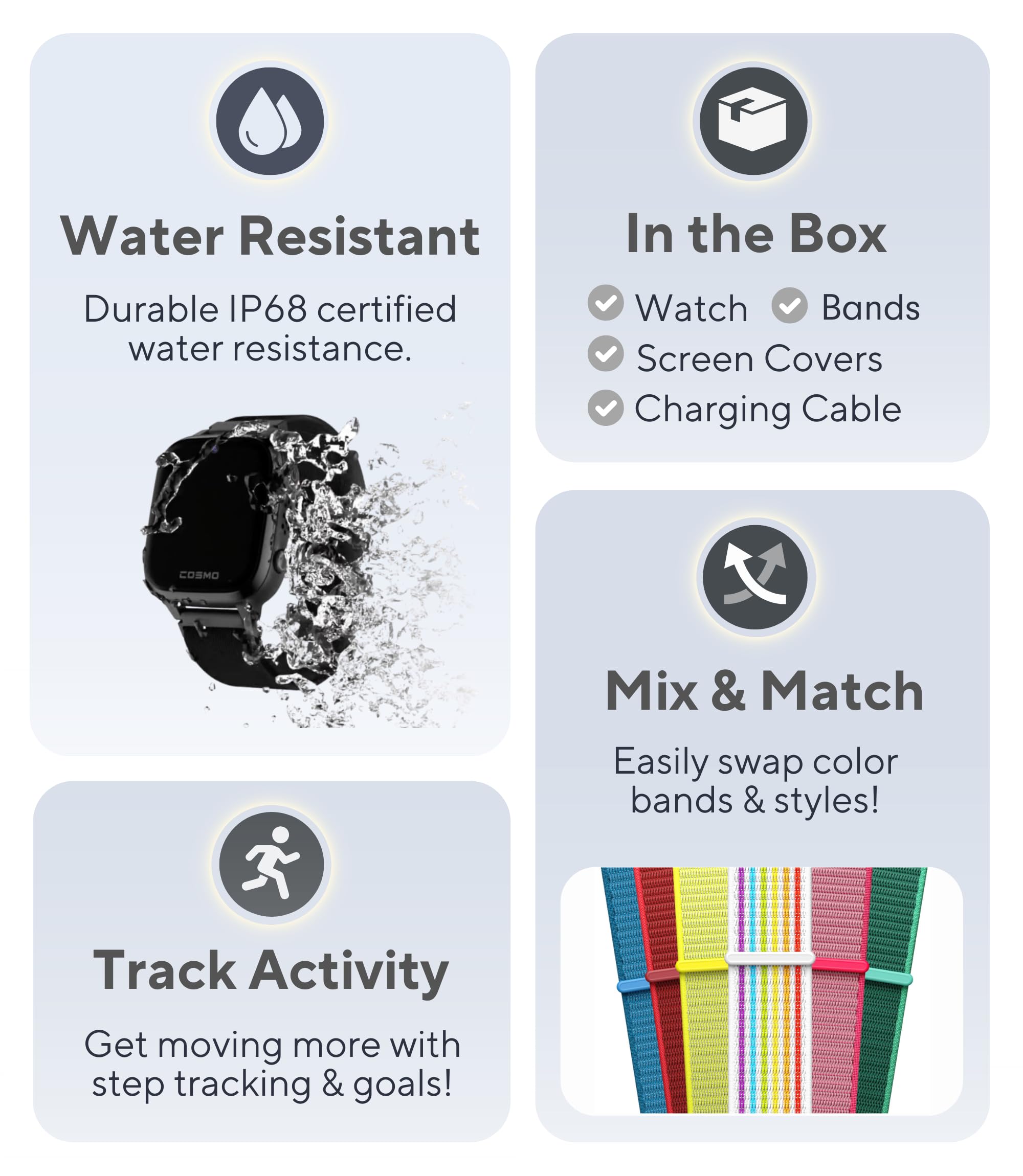 Jrtrack Smart Watch For Kids | Safe Watch Phone & Gps Tracker | Parental Controls | Call, Text, Activity, School Lock | Sim Card