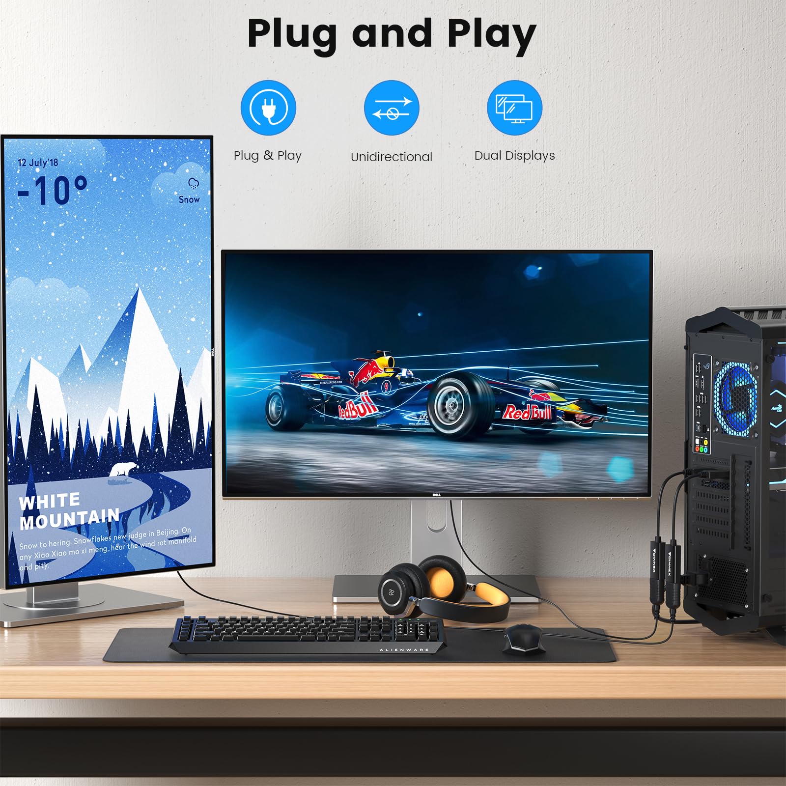 4K Displayport To Hdmi Adapter, Uni Directional Dp To Hdmi Converter Support 1440P 60Hz, Dp Source To Hdmi Display Male To Femal