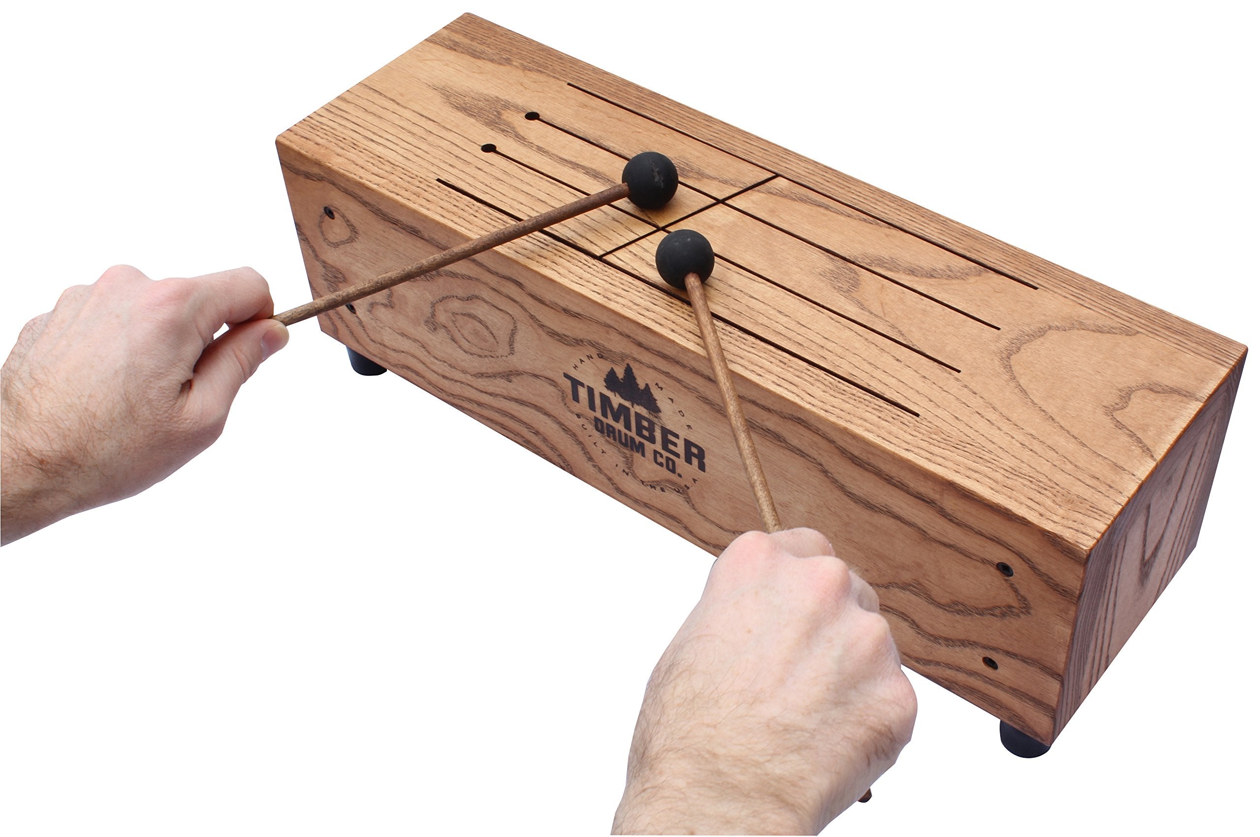 Timber Drum Co. Slit Tongue Log Drum With Mallets   Made In U.S.A.   Six Soft Melodic Notes From Pre Tuned Scale For Pleasant So