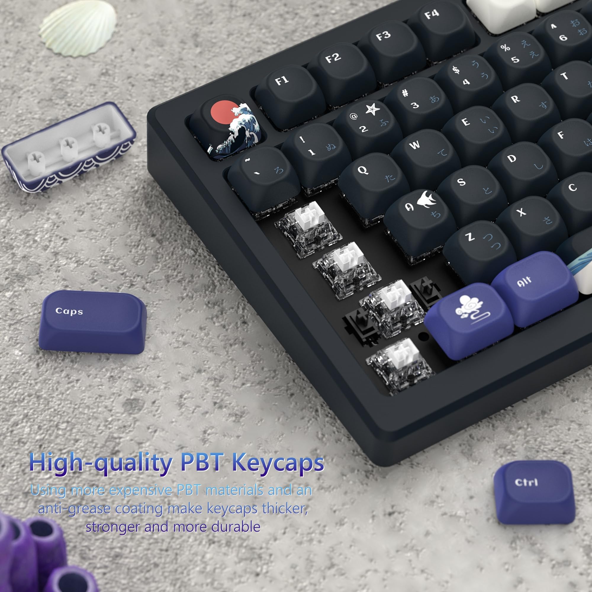 Womier Pbt Keycaps   Keycaps 75 Percent, Moa Keycaps Dye Sublimation, Custom Keyboard Keycaps Set For 61/64/68/84/87/100/104/108