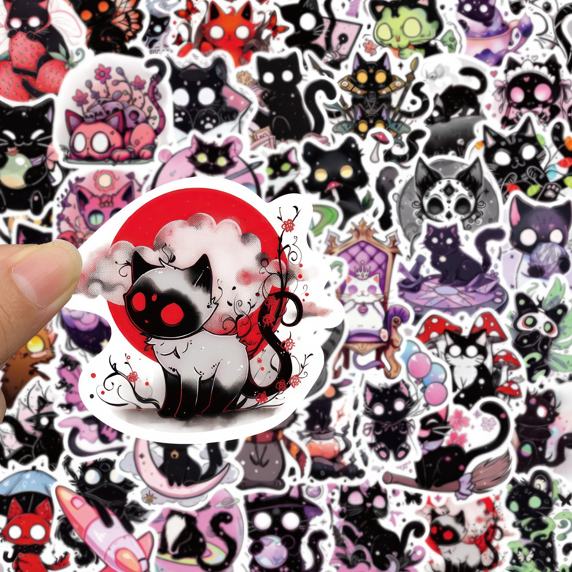 Black Cat Stickers Anime Decal 50 Pcs Cat Goth Stickers Cute Stickers Aesthetic Pastel Goth Stickers For Girls Kids Girly Adults