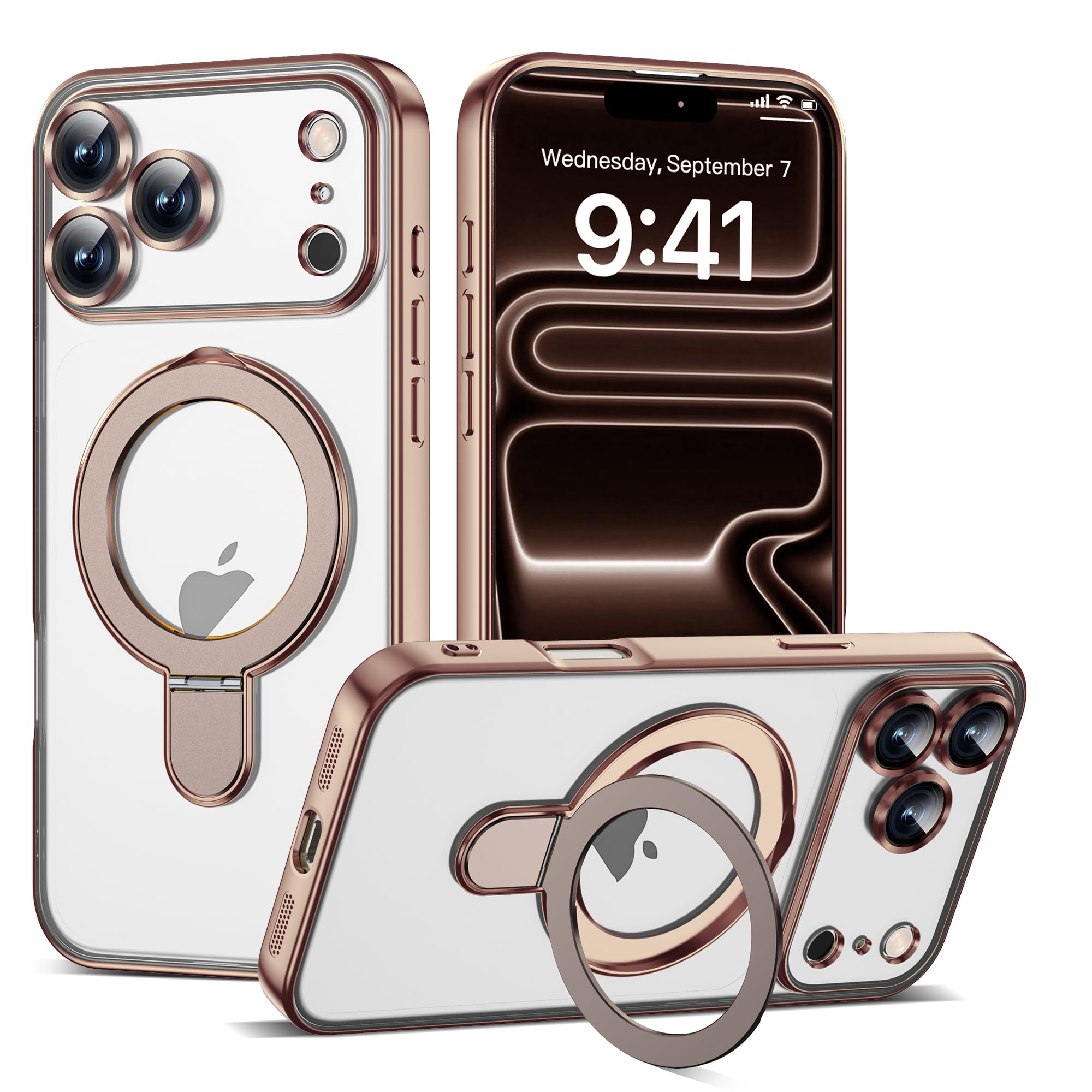 ETPESOK Compatible with iPhone 17 Pro Max Case with Magnetic Ring Stand [Compatible with Mag-Safe] [Full Camera Lens Protector] 