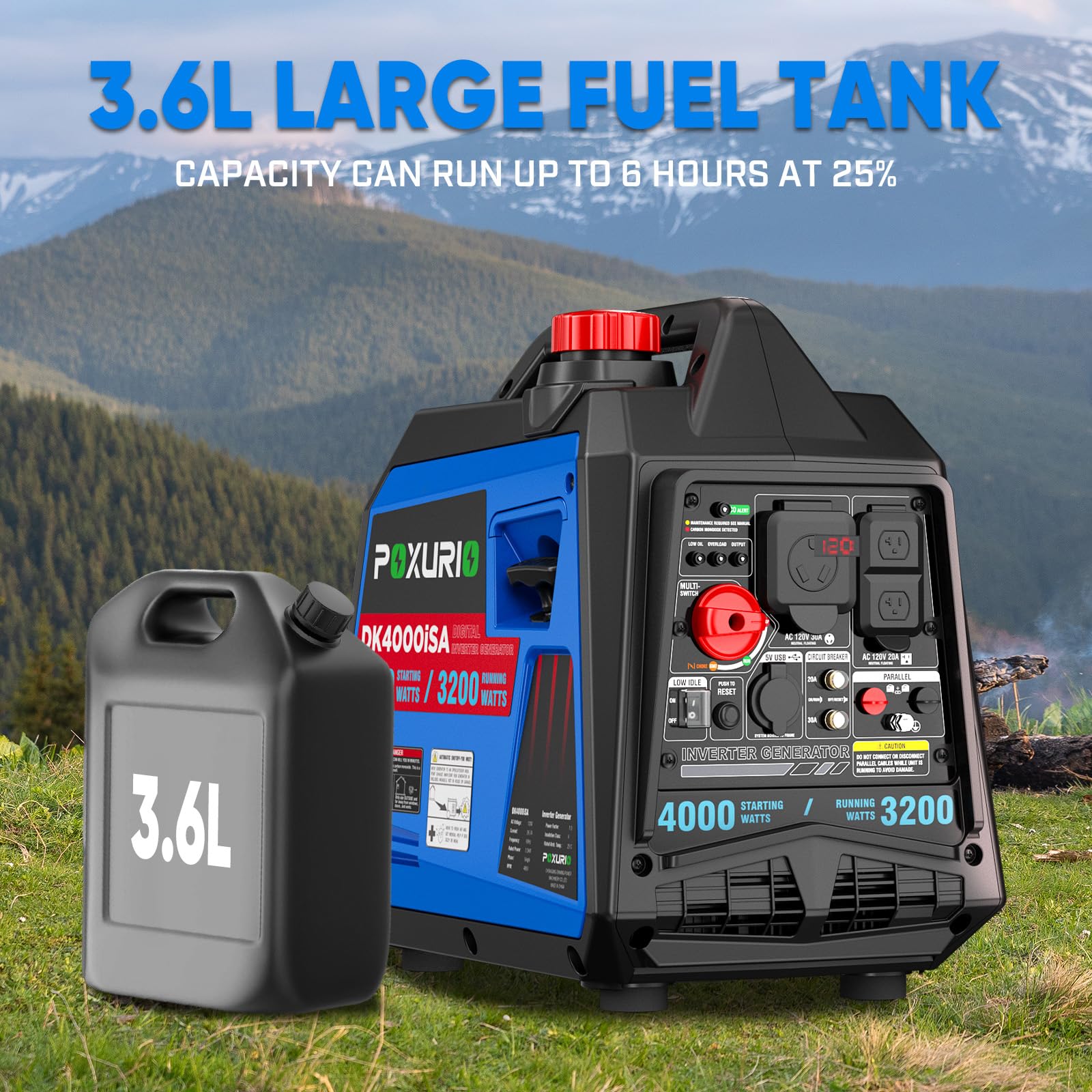 4000 Watt Inverter Generator, 120V Gas Powered Generator Superquiet, Remote Start/Electric Start/Rv Ready/Epa For Rv, Camping An