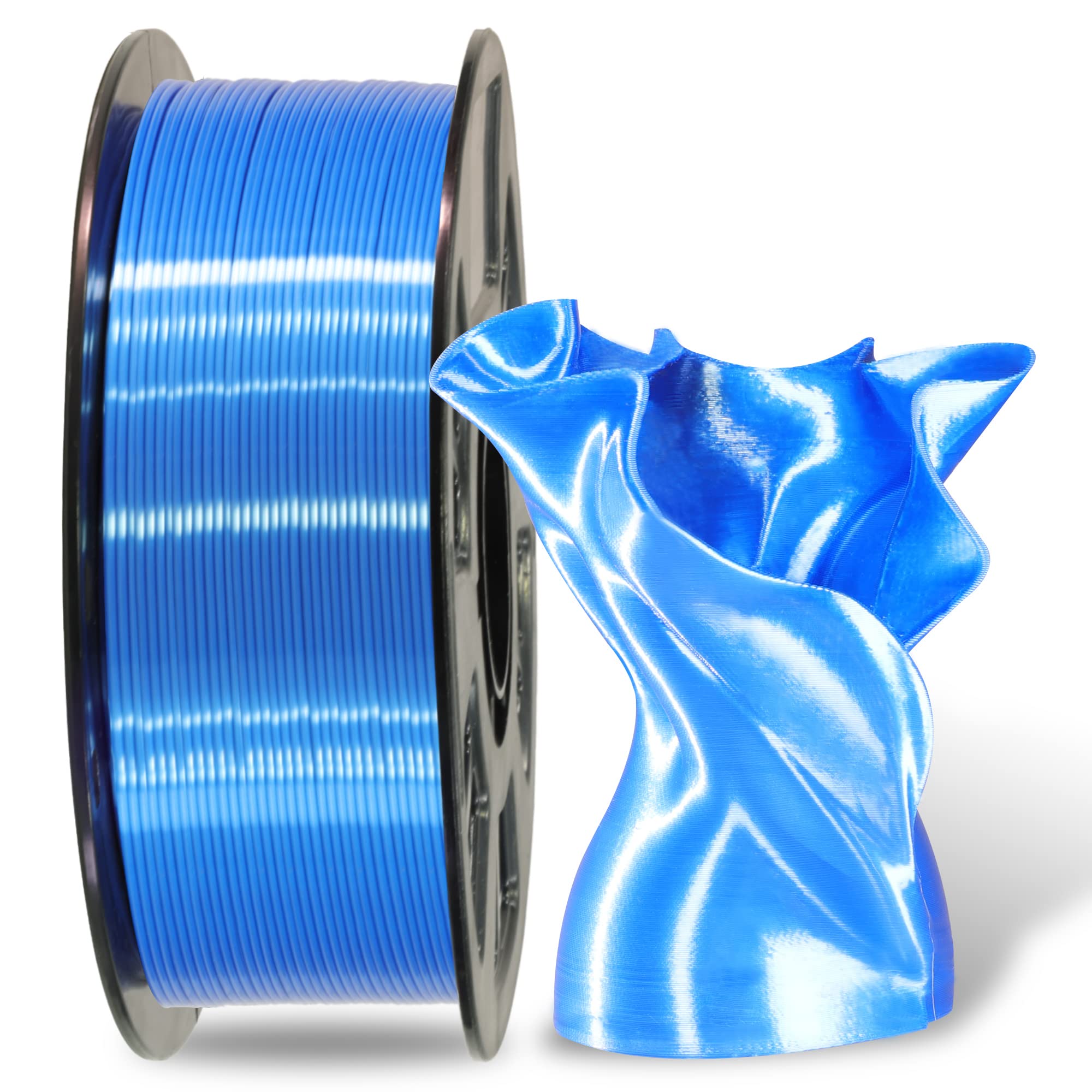 Mika3D Silk Sapphire Blue Shiny Pla 3D Printing Filament, 1Kg 2.2Lbs 1.75Mm 3D Print Material With High Diameter Accuracy, Neatl