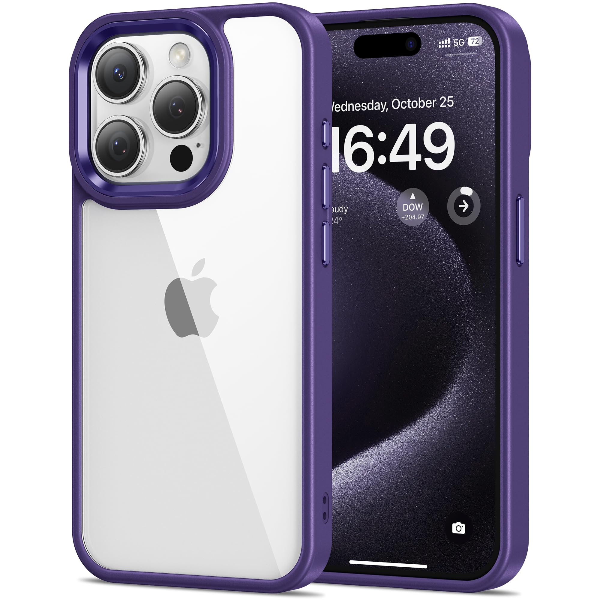 HOOMIL Case for iPhone 15 Pro Max 6.7-Inch, Anti-Yellowing, Drop Protection, Anti-Scratch Transparent Hard Back Phone Cover (Pur