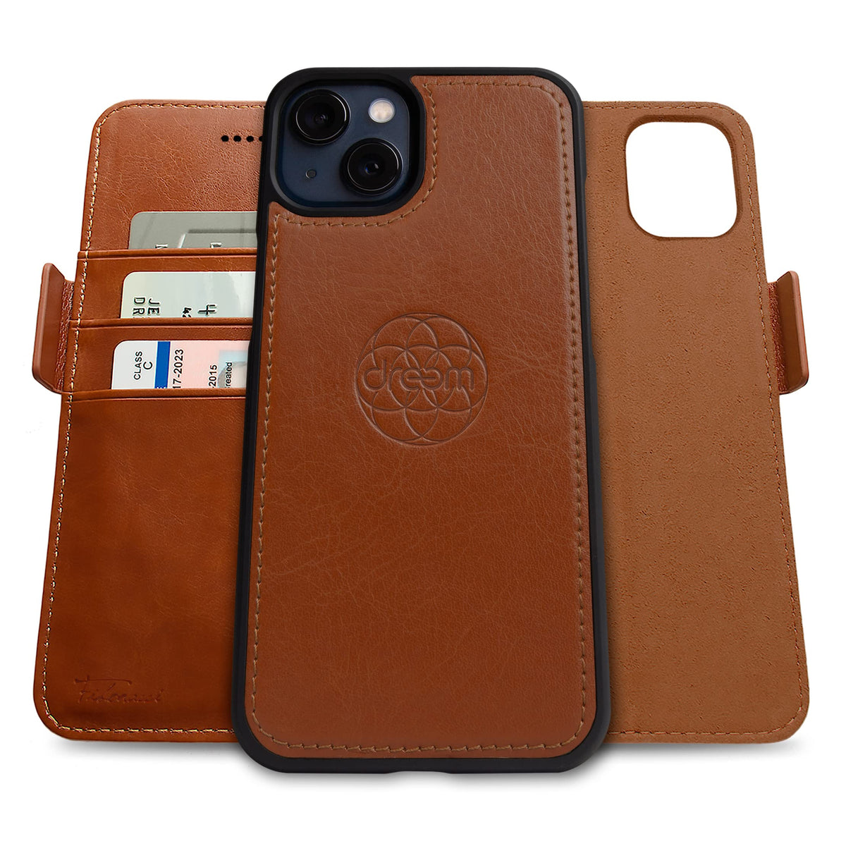 Dreem Fibonacci 2 In 1 Wallet Case For Apple Iphone 13   Luxury Vegan Leather, Magnetic Detachable Shockproof Phone Case, Rfid C