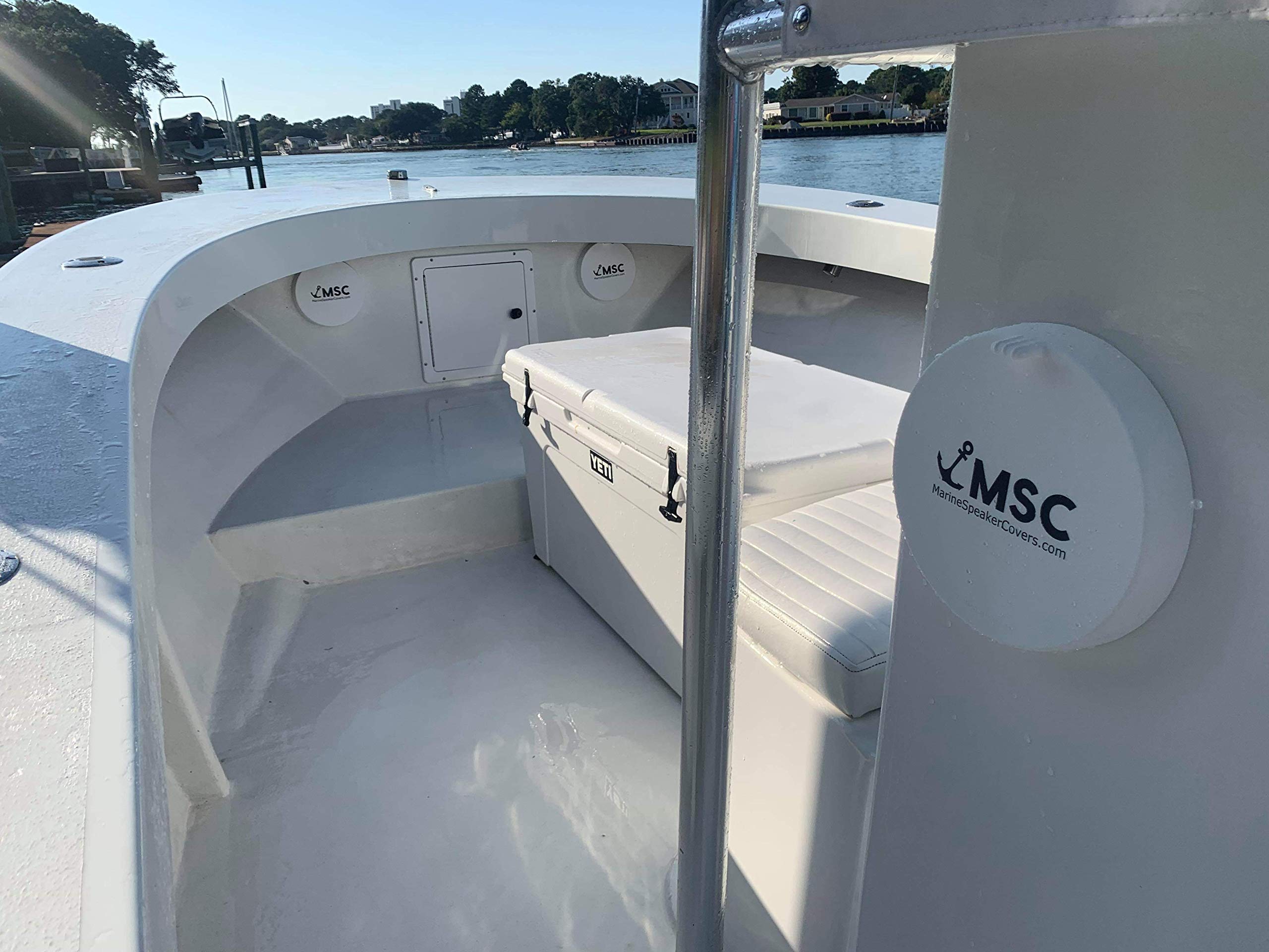 Marine Speaker Covers 7.7 Inch | Sold As Pair | Sun, Water, Dust Protection | Patented, Military Grade Silicone Design | Black L