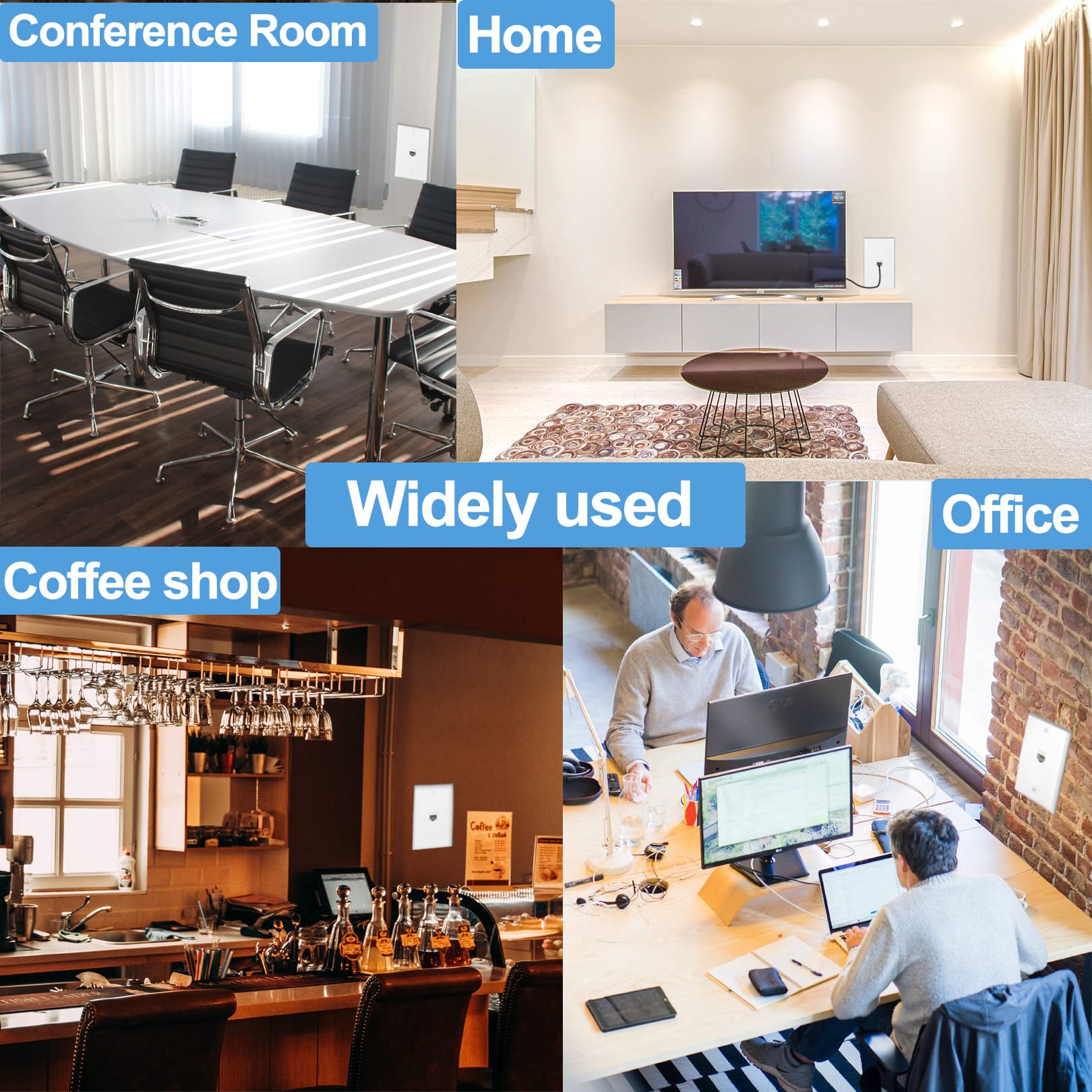 5 Pack Ethernet Wall Plate Rj45 Cat6 Keystone Jack Network Outlet White 1 Port 2 Inline Coupler Connector Box Cover With Low Vol