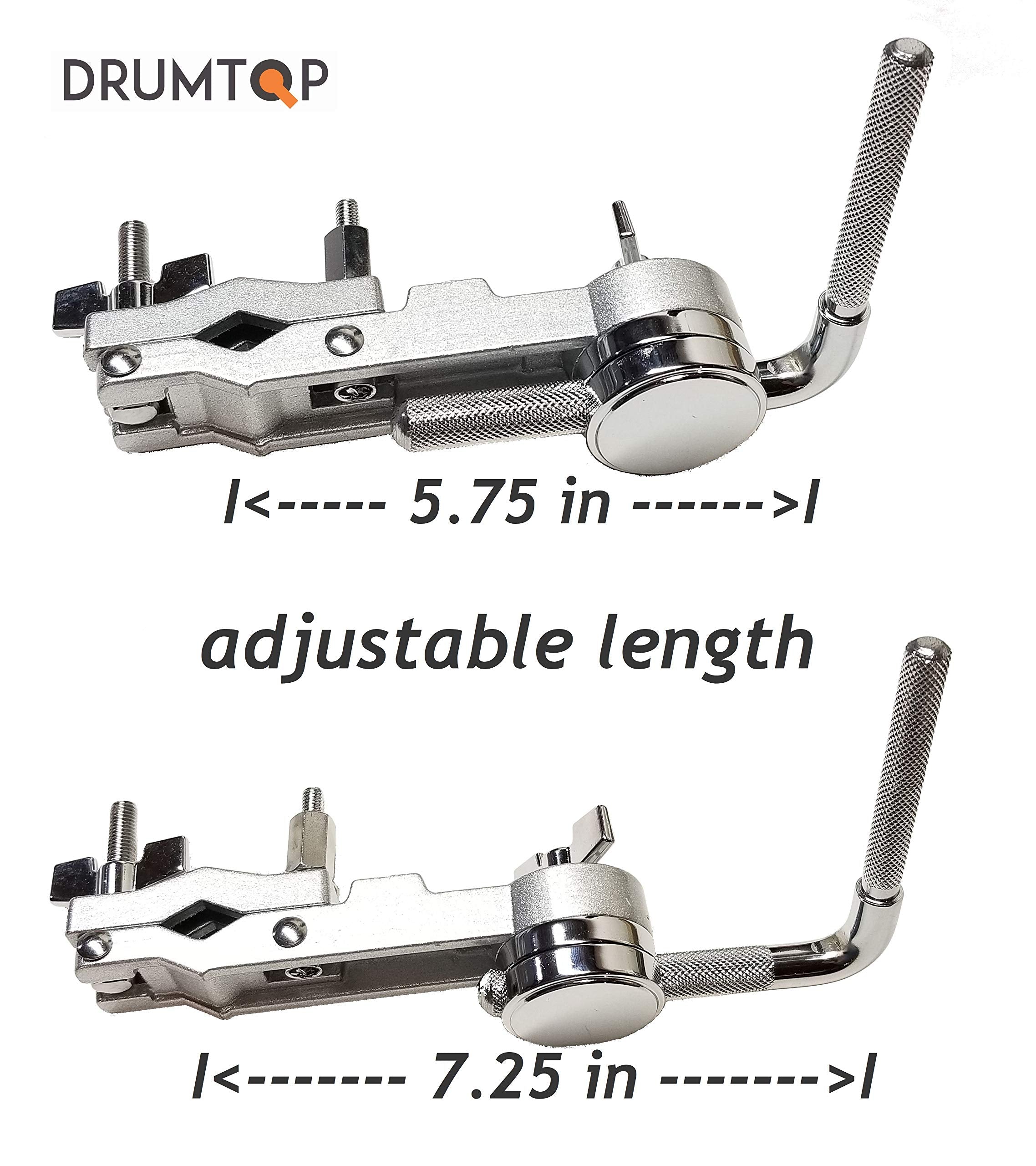 Deizang Cowbell Mount with L-Rod - Adjustable Steel Clamp for Drum Accessories - Silver - Model 4348140609