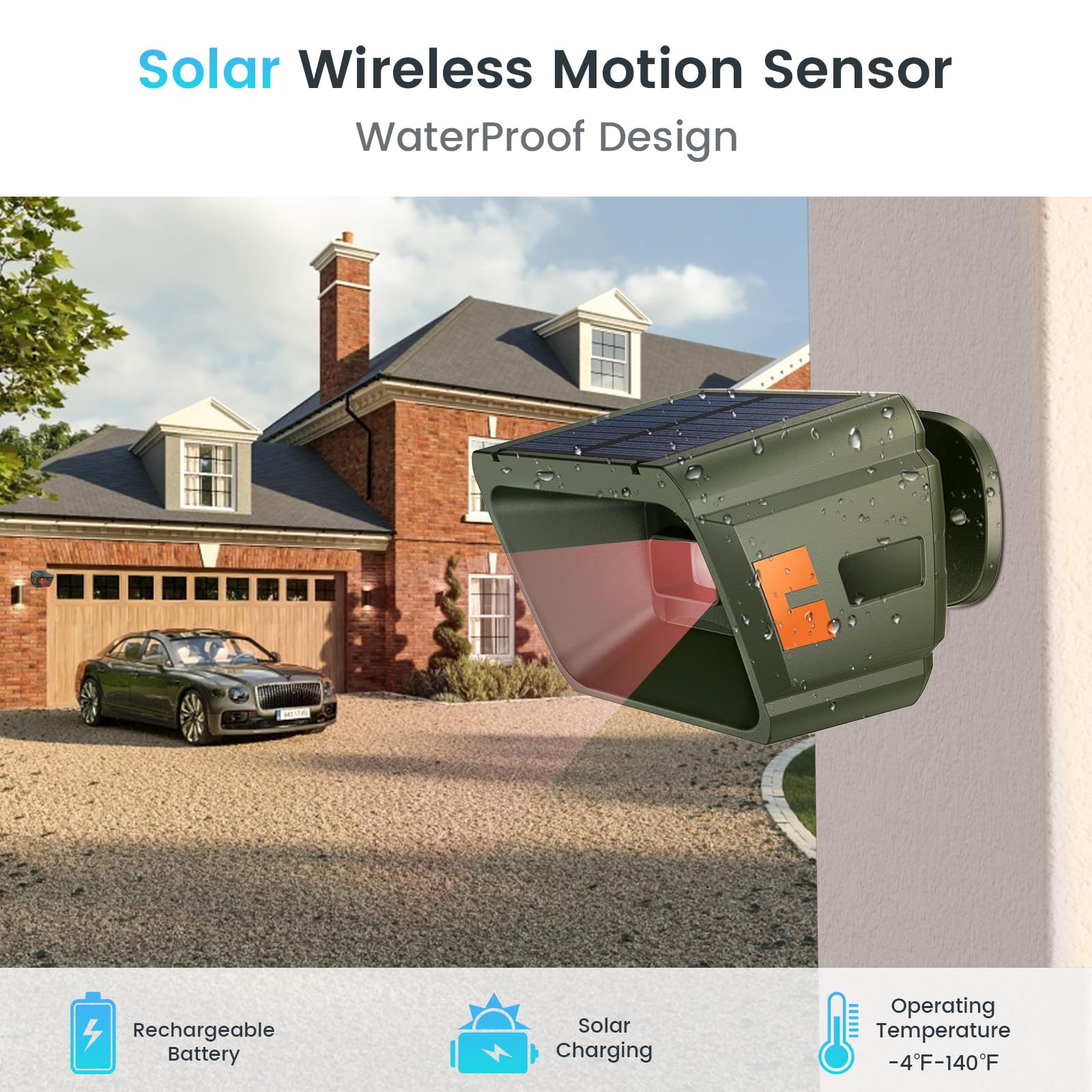Chtoocy Solar Driveway Alarm Wireless Outside 1/2 Mile Range, Outdoor Motion Sensor & Detector Driveway Alert System With Different Music For Alarm/Weatherproof/Mute Mode(2 Sensor + 1 Receiver)
