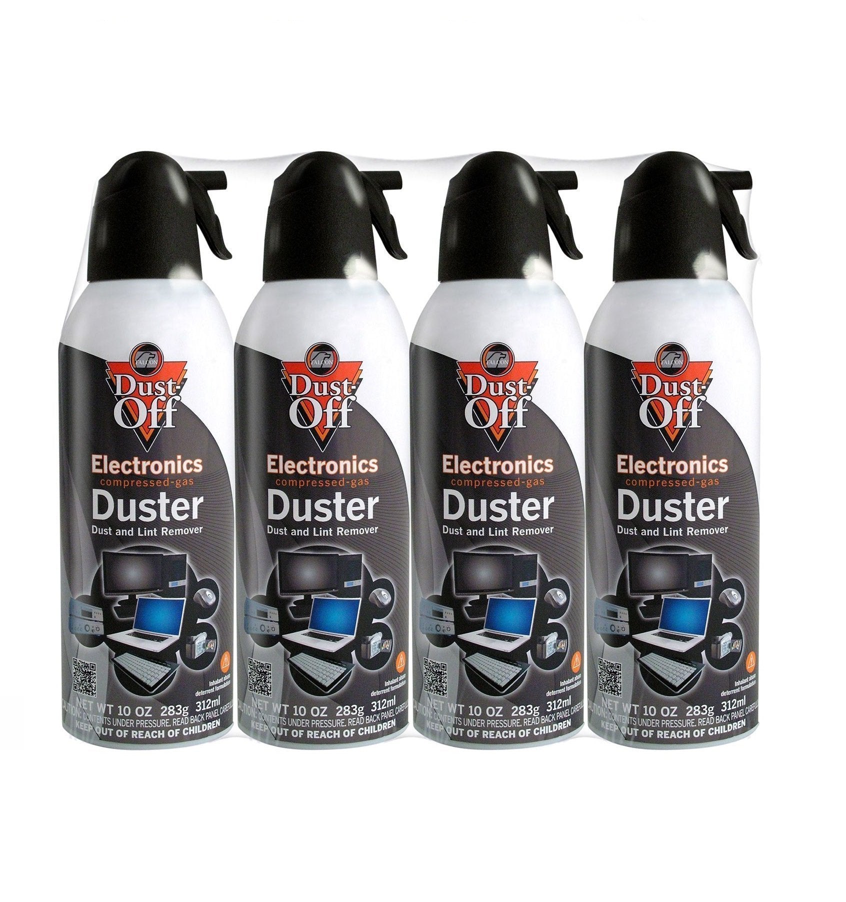 Dust-Off Falcon Compressed Gas (152a) Disposable Cleaning Duster 4 Count, 10 oz. Can (DPSXL4T), Black