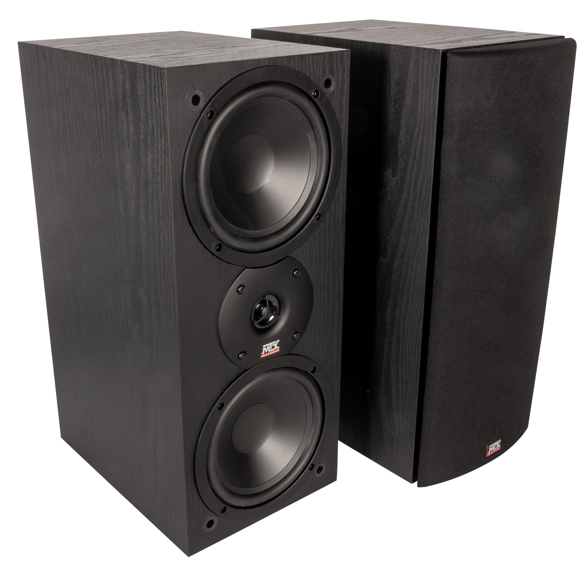 MTX Audio MONITOR60i 6.5 Inch 2-Way Bookshelf Speakers, 200W Polypropylene Wired Home Theater and Music Speaker System with RCA