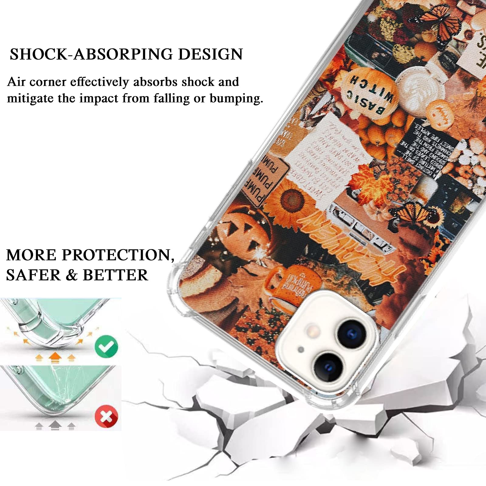 Autumn Collage Pumpkin Witch Halloween Case For Iphone 11, Retro Aesthetic Pumpkin Case For Girls Women Men, Cool Trendy Tpu Bum