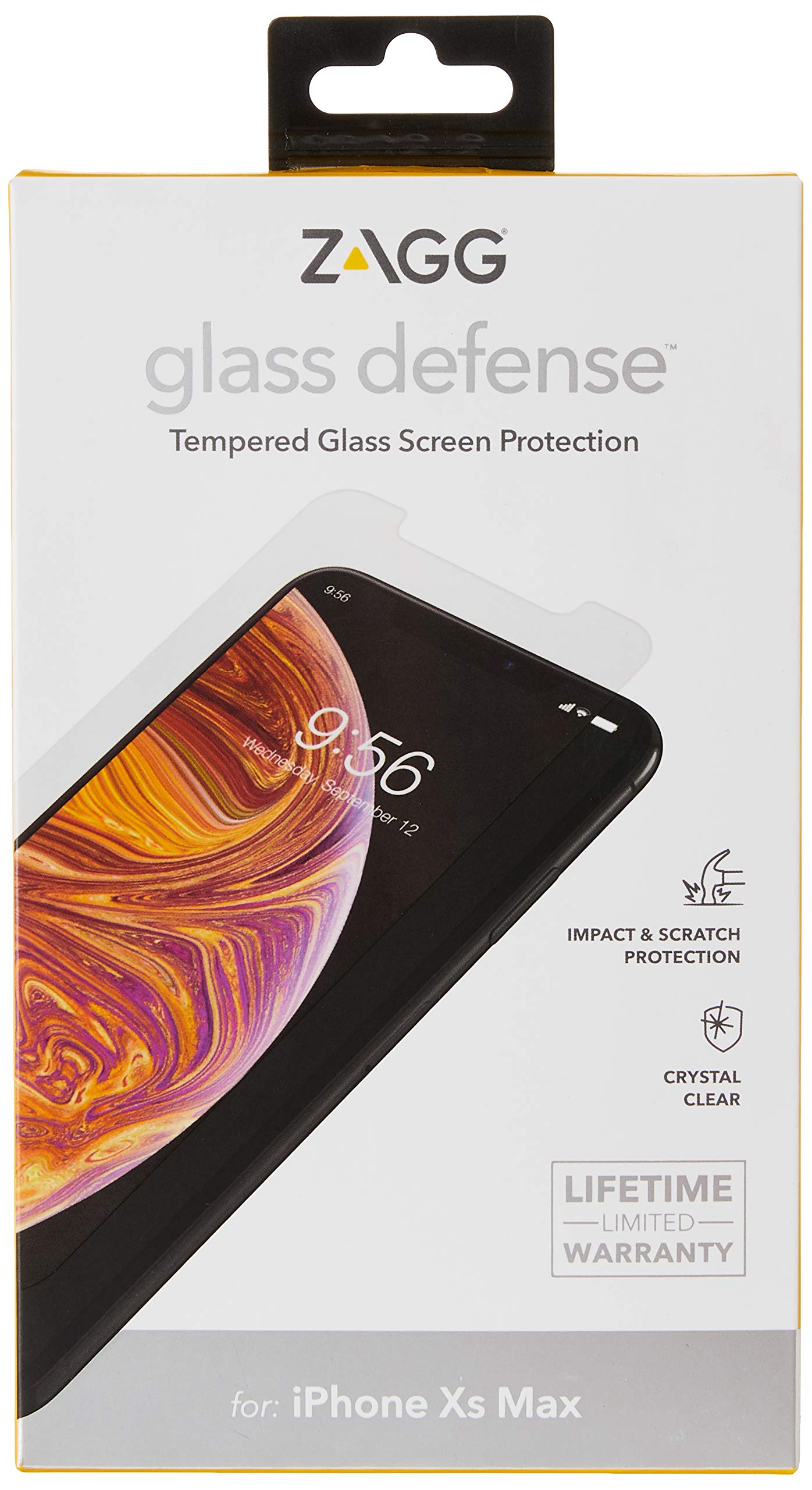 ZAGG InvisibleShield Glass Defense - Lightwieght Tempered Glass Screen Protector - Made for Apple iPhone Xs Max - Case Friendly,