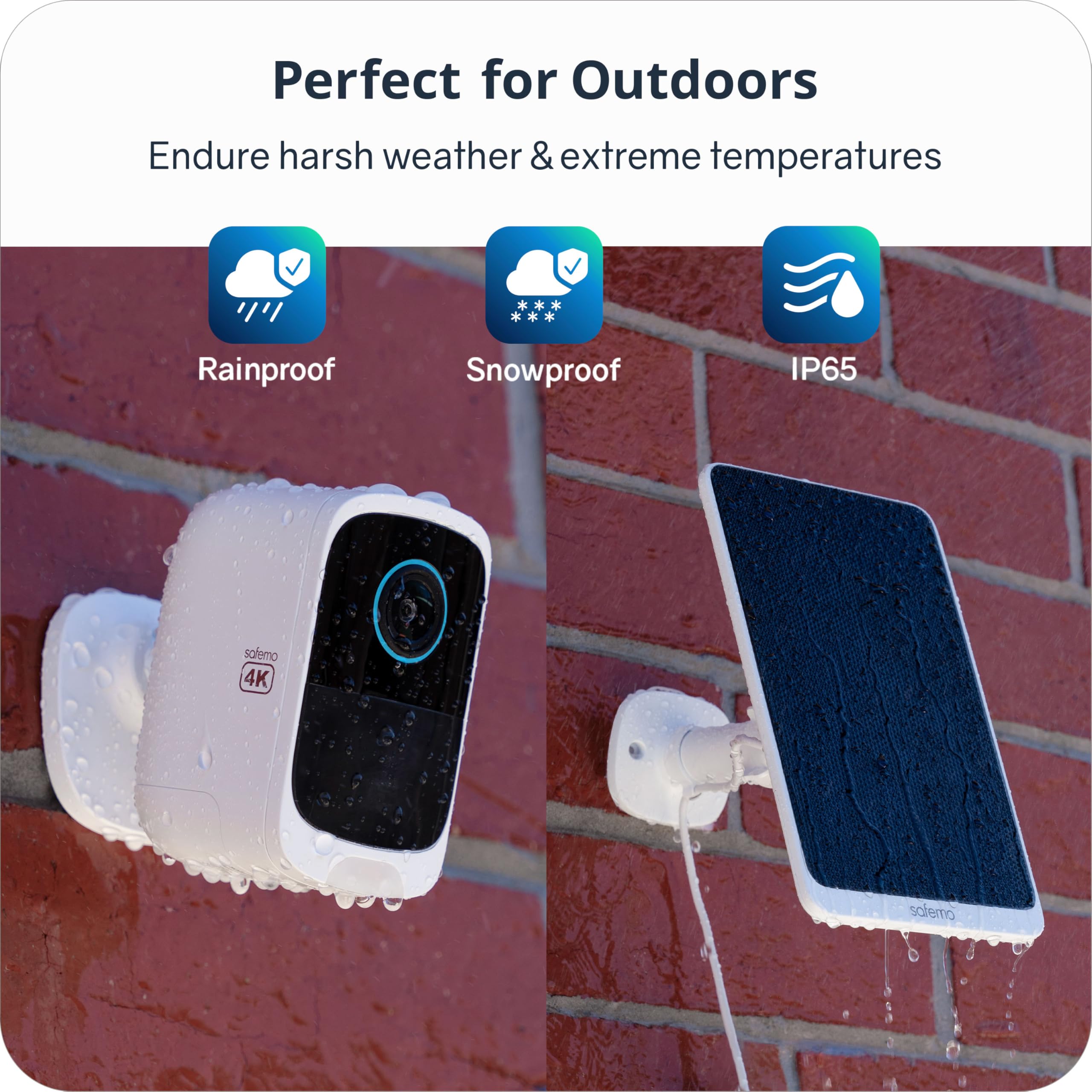 Safemo 4K Wireless Security Camera Outdoor System, Local Ai & Storage, No Monthly Fee, Color Night Vision, 2 Way Talk, Works Wit