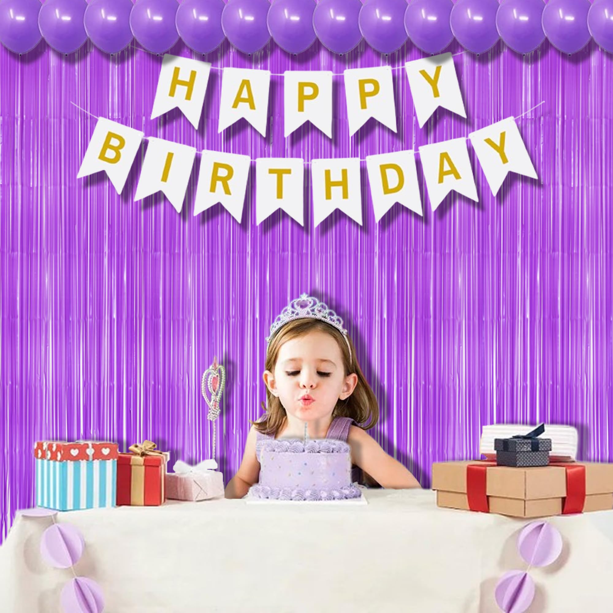 Braveshine Tinsel Photo Backdrop Curtains   2Pcs 3.2X8.2Ft Macaron Purple Foil Fringe Streamer Curtain For Birthdays Bachelorett